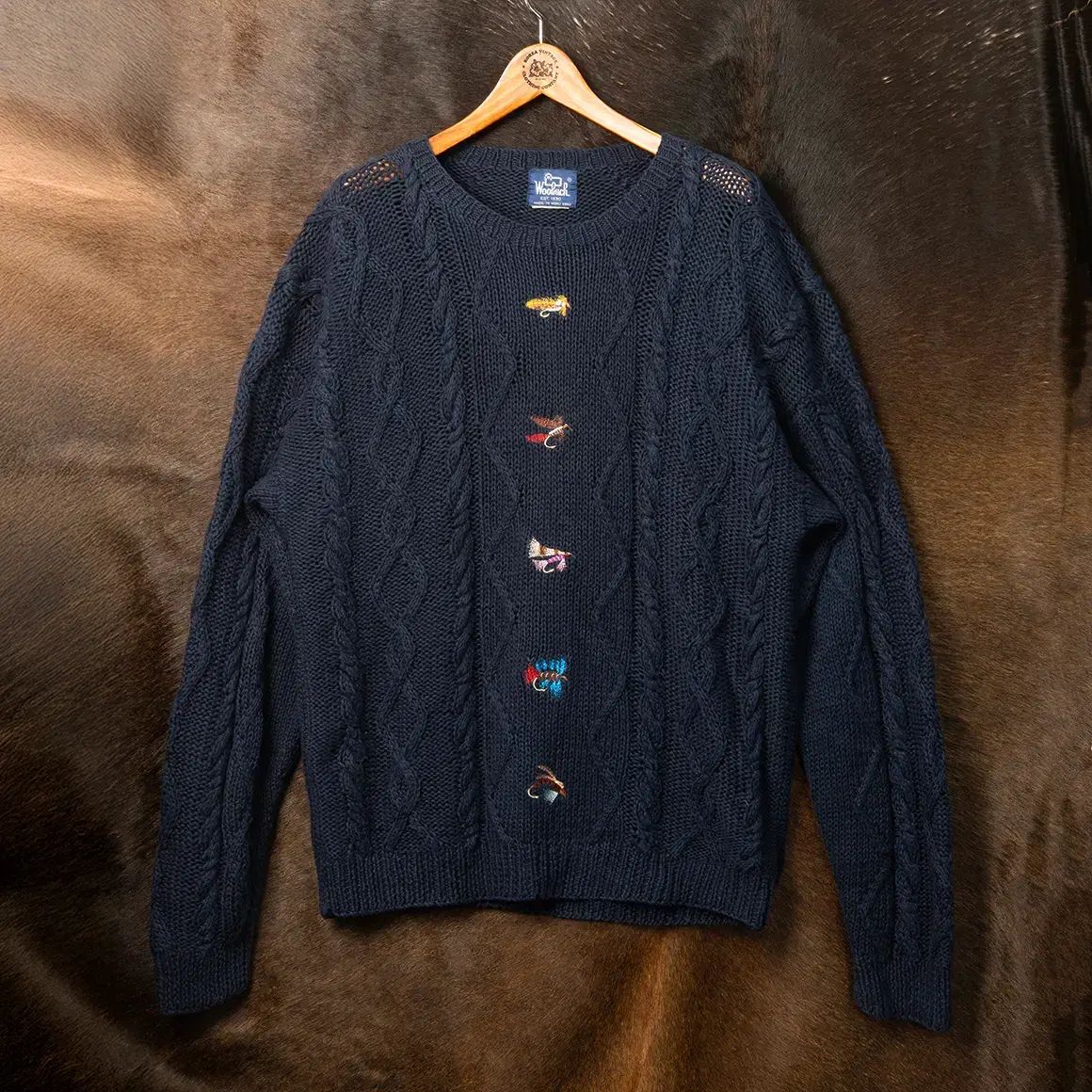 120 80 s WOOLRICH ウールリッチ フライ ルアー スティッチ Fisherman フィッシャーマン ケーブル ニット セーター