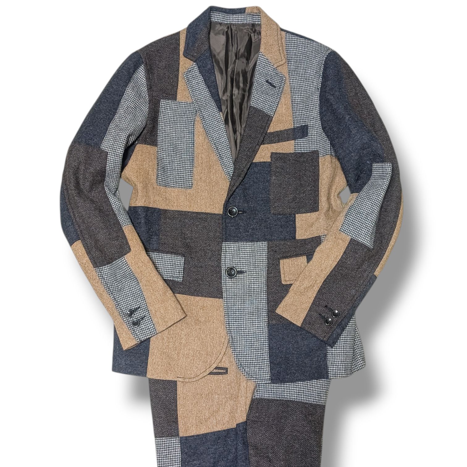 BEAMS ビームス スーツ セットアップ パッチワーク ウール混