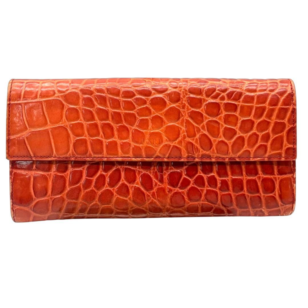 23 S 超美品　FURLA　フルラ　型押し　長財布　オレンジ フルラ FURLA 財布 （オレンジ） -アウトレットファッション通販