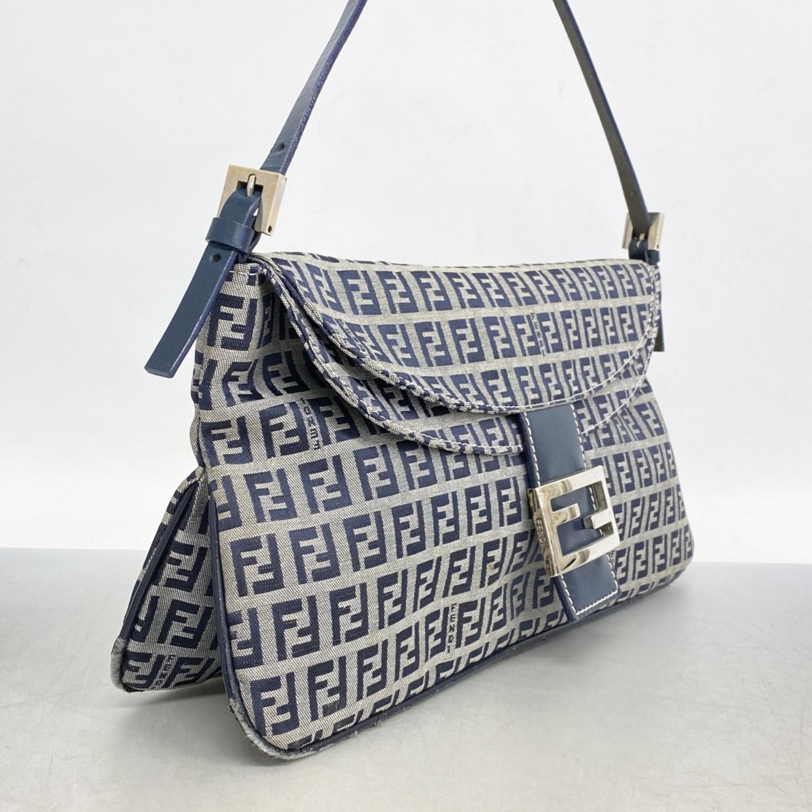 フェンディ FENDI ズッキーノ柄 ハンドバッグ ショルダーバッグ ネイビー FENDI（フェンディ） ズッキーノ柄 ショルダーバッグ ハンドバッグ