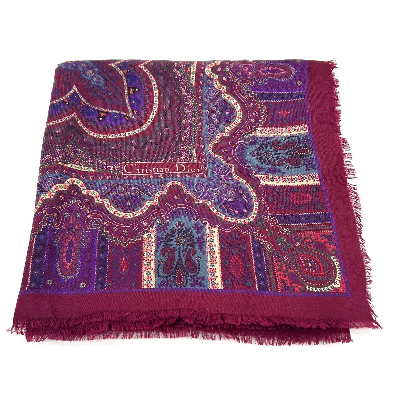 Christian Dior クリスチャンディオール 大判ストール ウール×シルク