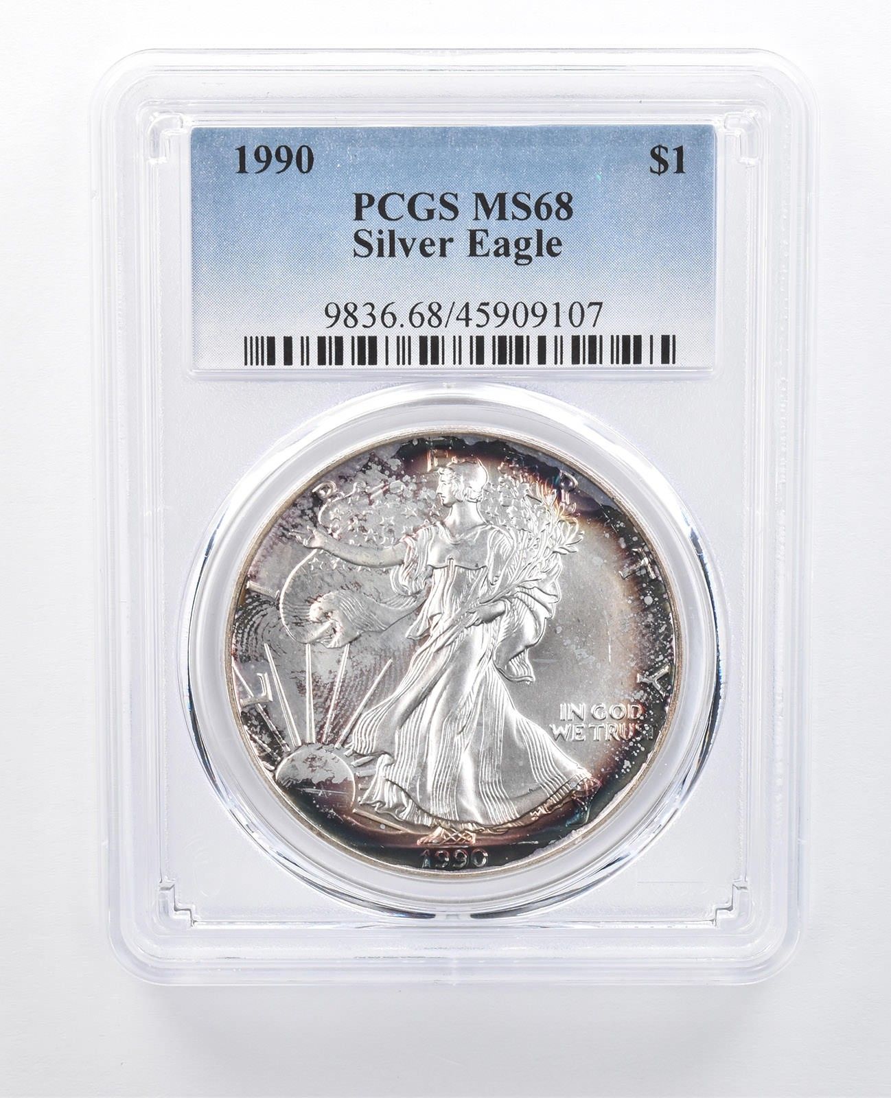 1990年 アメリカン シルバー イーグル MS68 PCGS ペリフェラル T *8003