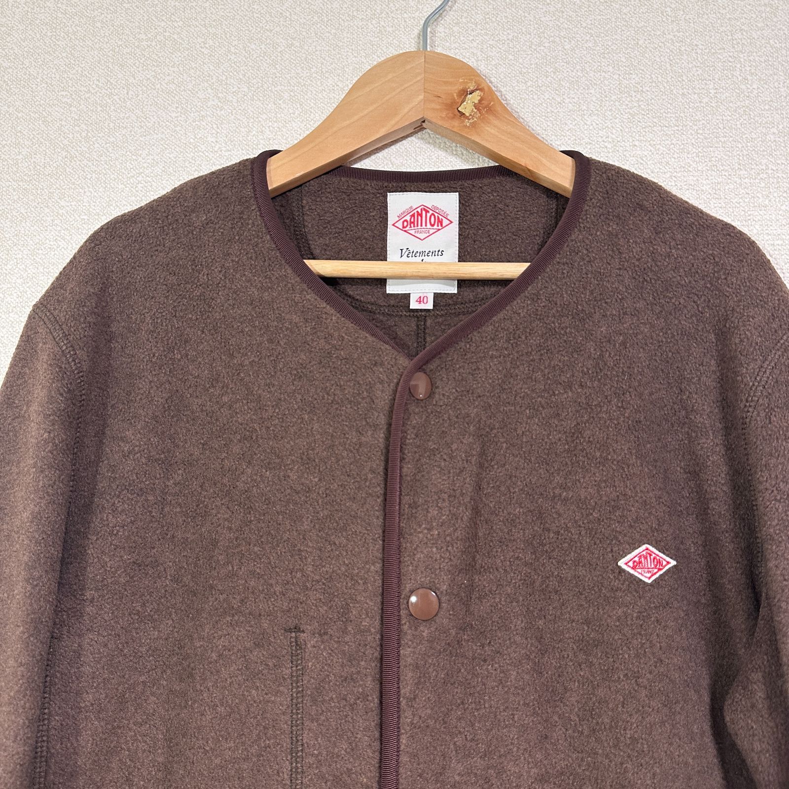 DANTON フリースノーカラージャケット フリースカーディガン JD-8939 