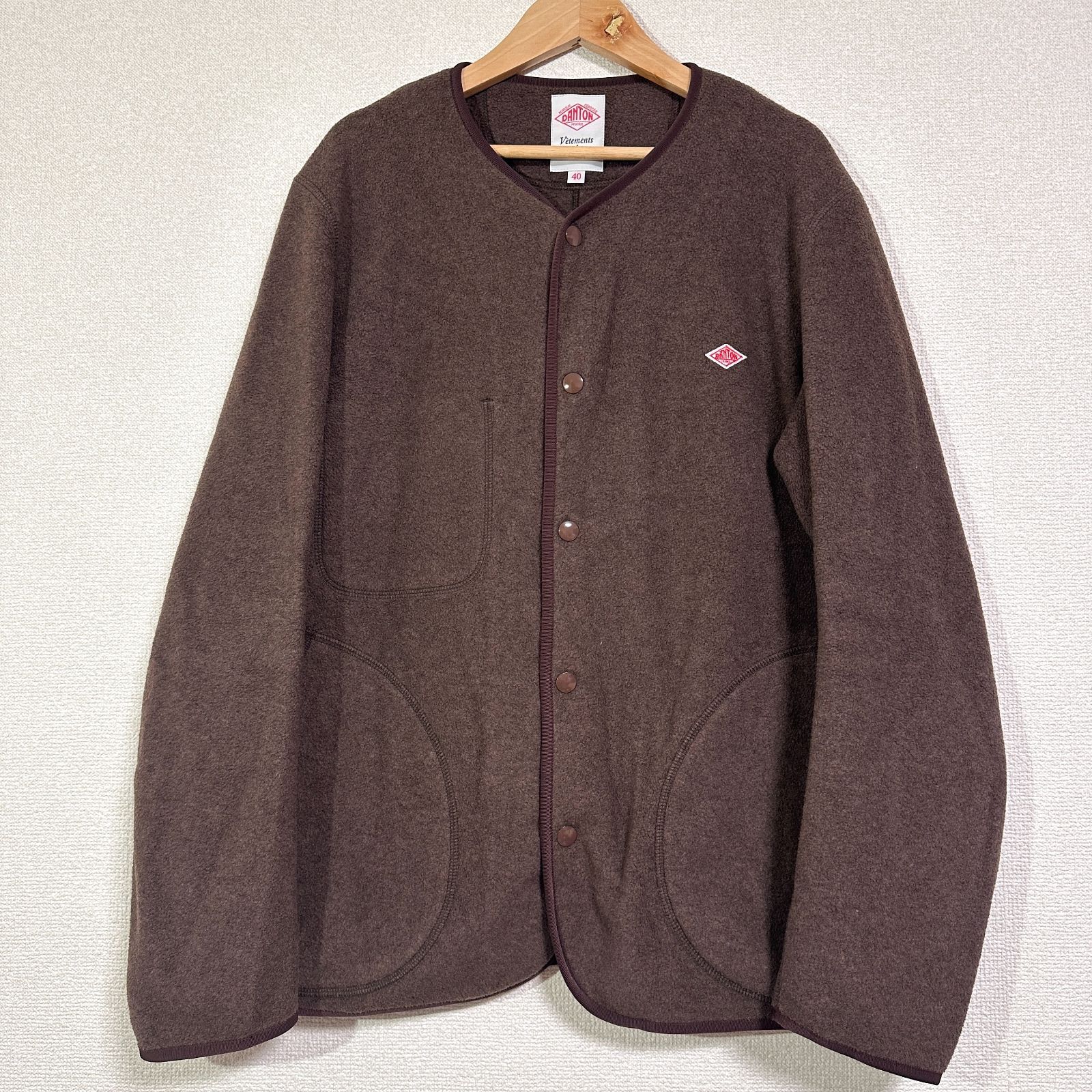 DANTON フリースノーカラージャケット フリースカーディガン JD-8939 
