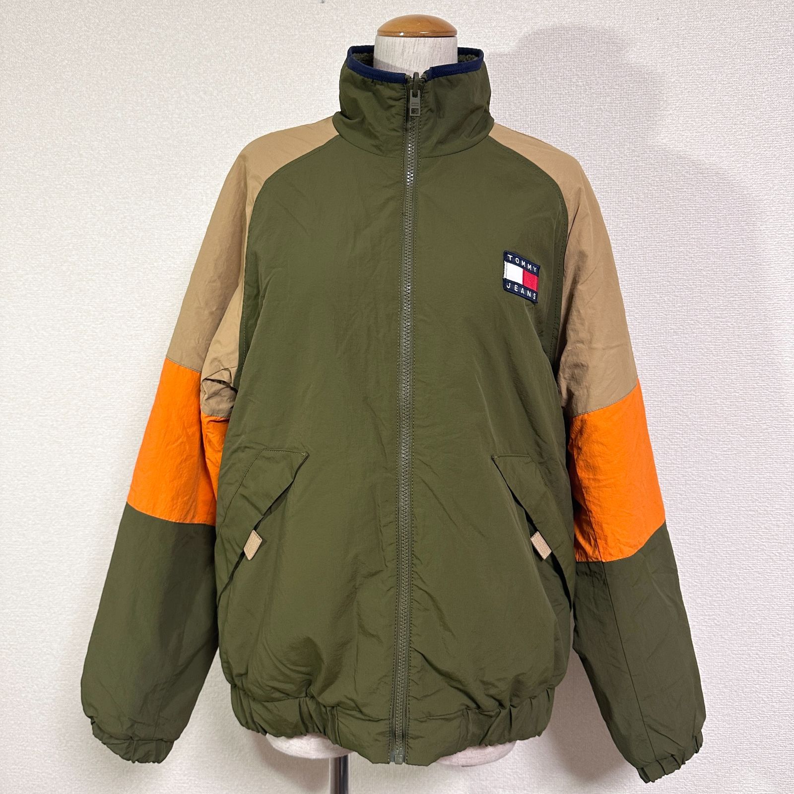 美品 TOMMY JEANS 21FW リバーシブルシェルパジャケット スタンド 