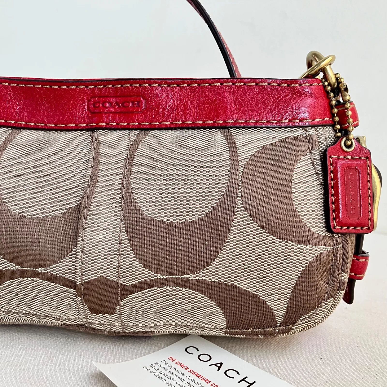 【美品】COACH パッチワーク アクセサリーポーチ ハンドバッグ ミニ Y2K COACH Canvas Accessory Pouch Blue Y2K コーチ シグネチャー