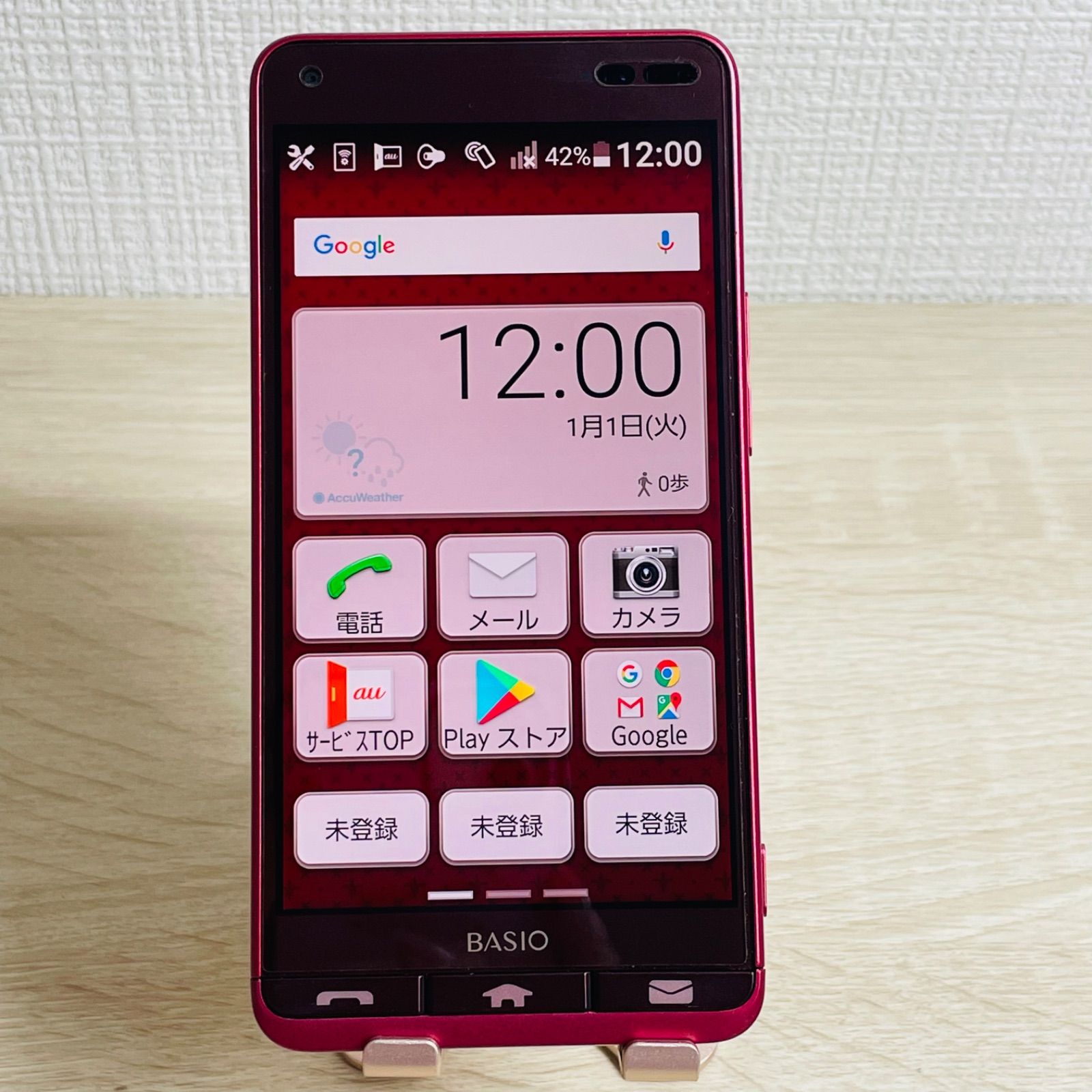 BASIO KYV43 スマートフォン 本体 レッド KYOCERA BASIO3 KYV43 本体のみ 動作品 Android 7.1.2 au - メルカリ