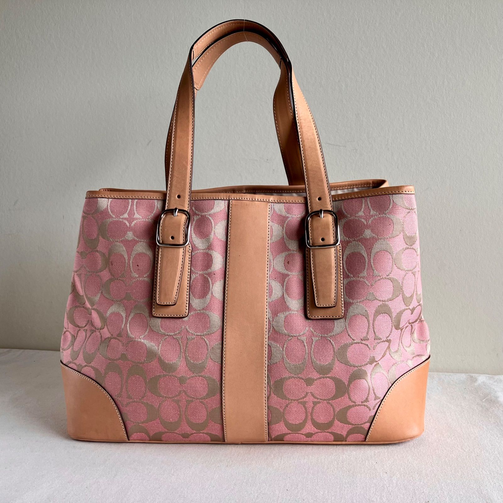 バッグ Vintage Coach Shoulder y2k pink Coach y2k Vintage Pink Signature Purse Shoulder Bag Canvas Leather