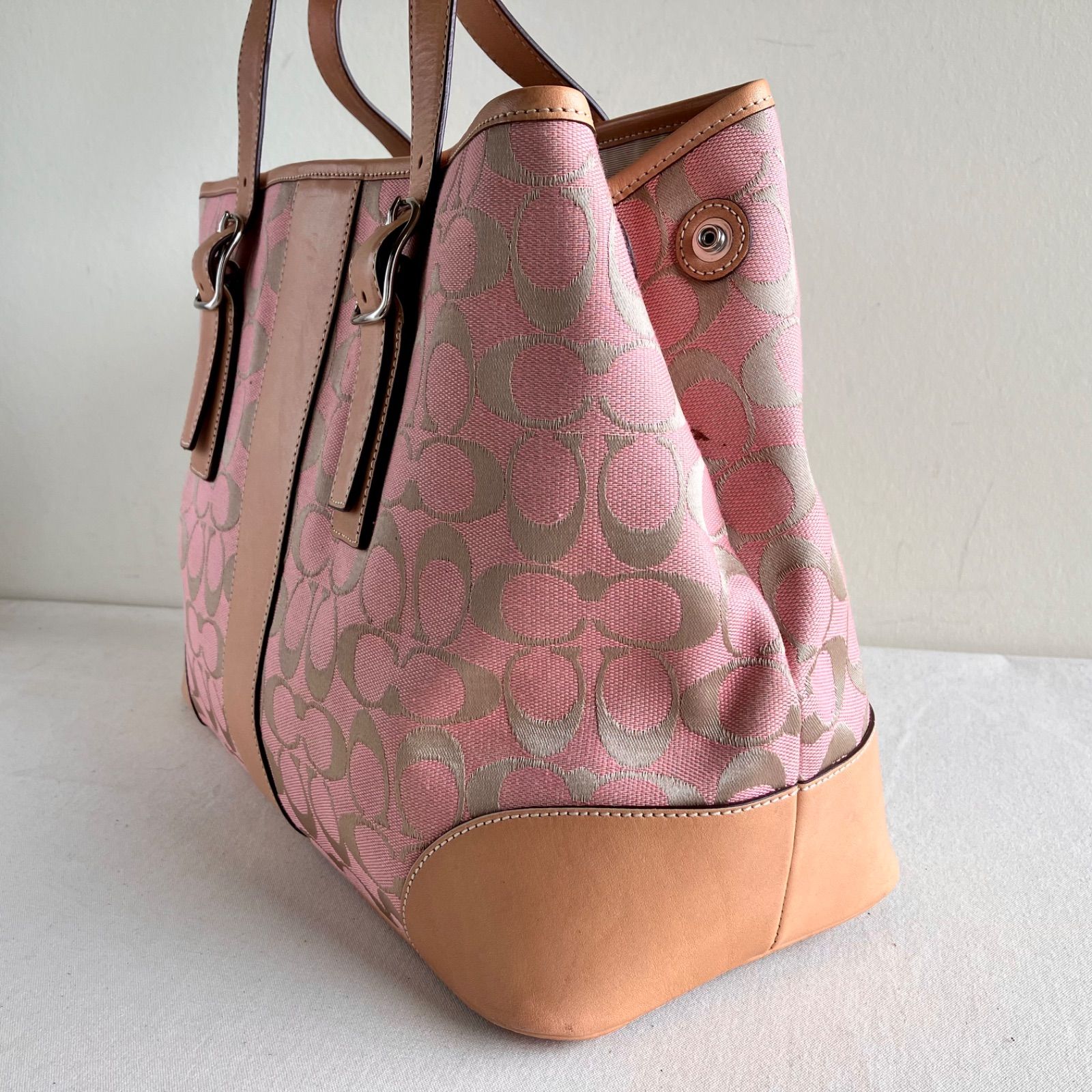 バッグ COACH handBag pouch Leather pink y2k 15 Coach y2k Vintage Pink Signature Purse Shoulder Bag Canvas Leather