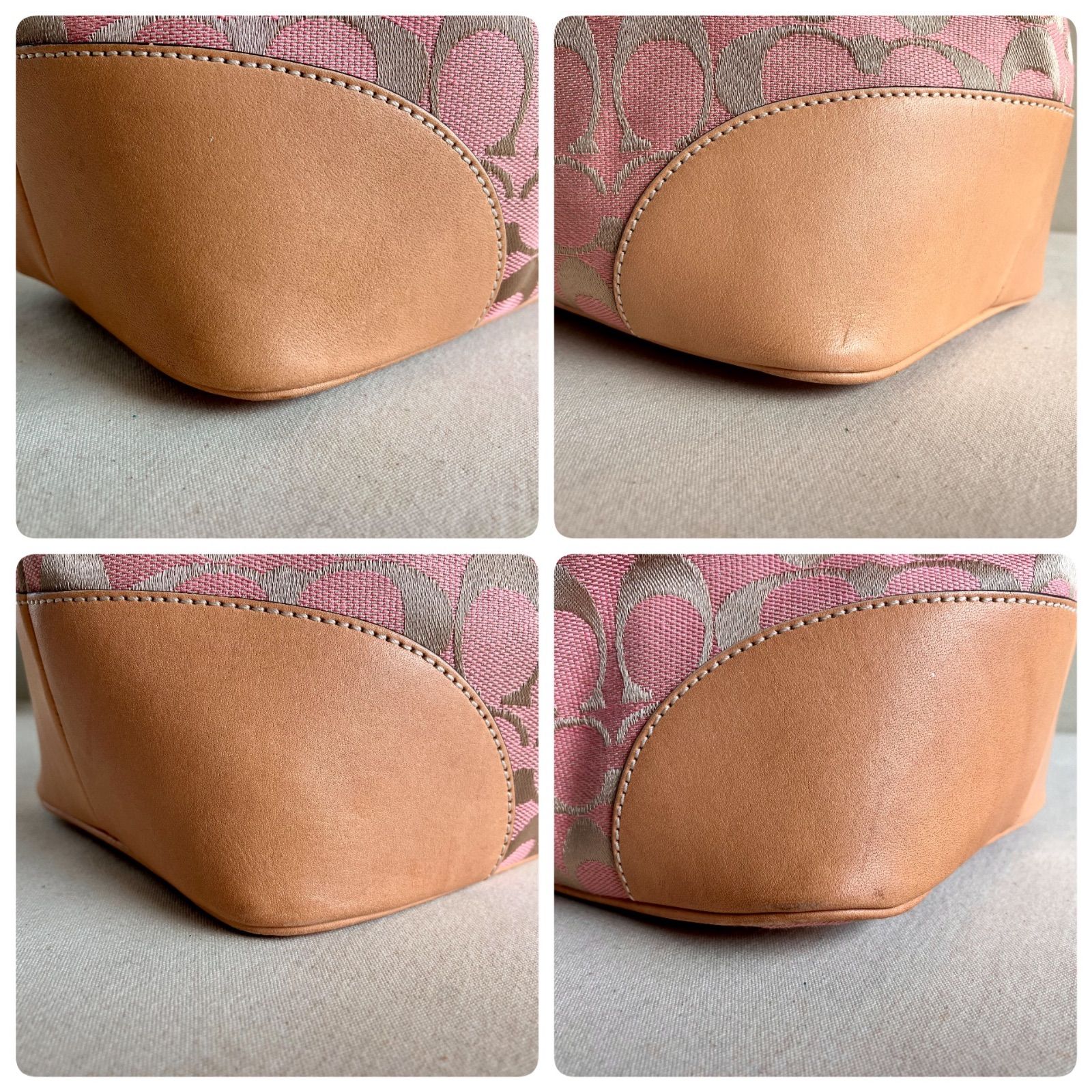 バッグ COACH handBag pouch Leather pink y2k 15 Coach y2k Vintage Pink Signature Purse Shoulder Bag Canvas Leather