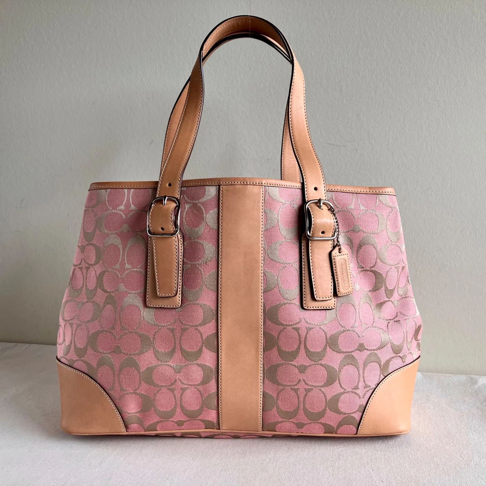 バッグ Vintage Coach Shoulder y2k pink Coach y2k Vintage Pink Signature Purse Shoulder Bag Canvas Leather