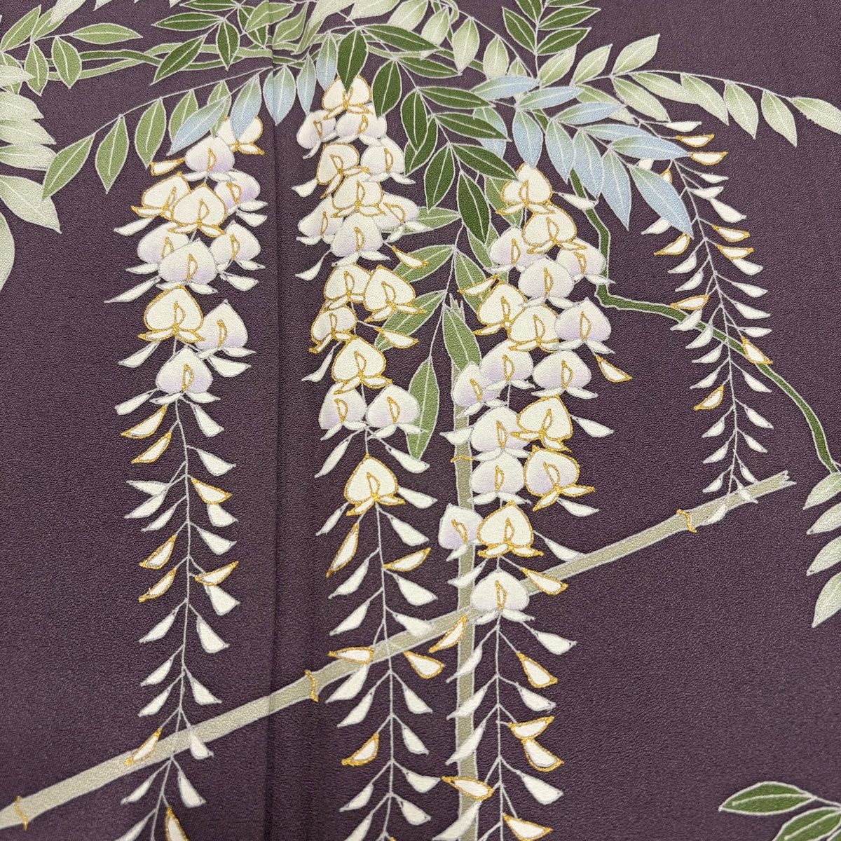 付下げ 身丈154.5cm 裄丈64.5cm M 袷 藤 金彩 紫 正絹 秀品 一つ紋