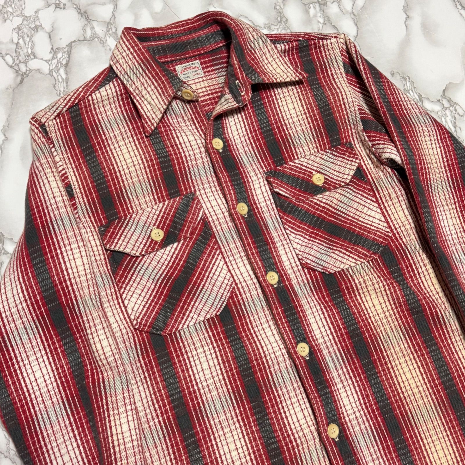 希少【WAREHOUSE ウェアハウス 【商品名】ネルシャツ シャツ 長袖