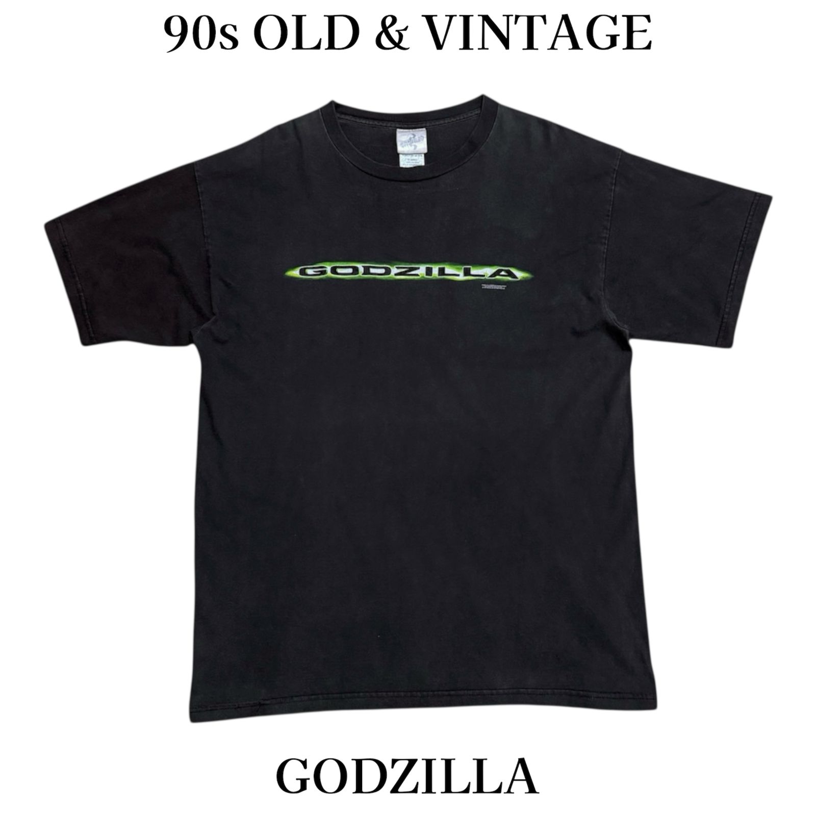 古着 90s GODZILLA ゴジラ 3D プリント Tシャツ 1998 ブラック XL