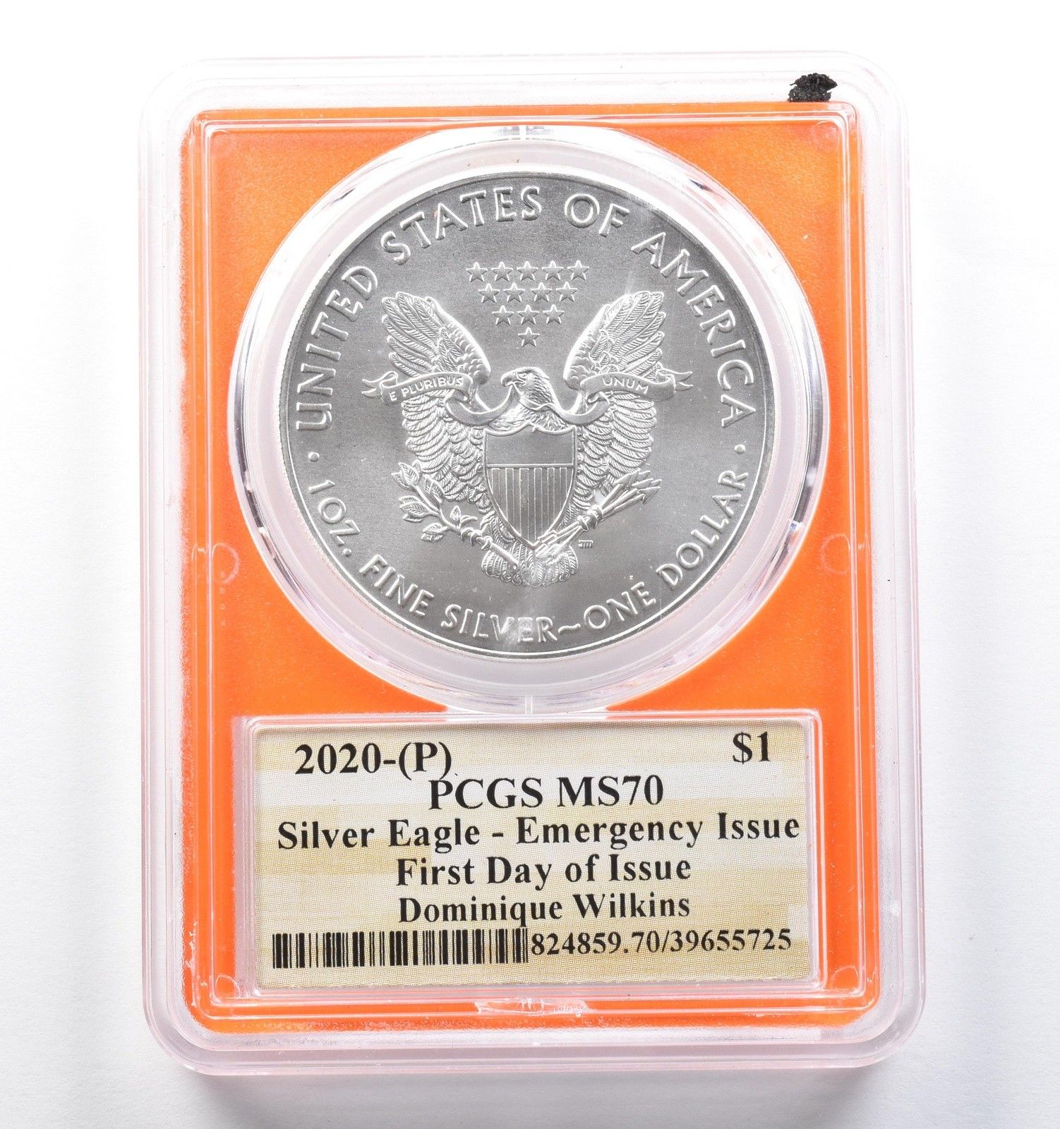 2020年 (P) アメリカン シルバー イーグル ウィルキンス発行 FDOI MS70