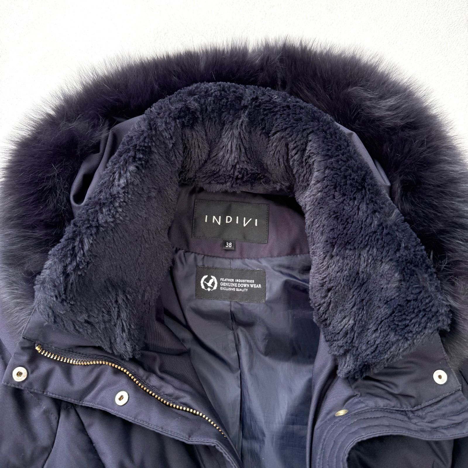 極美品・38✨インディヴィ 3way フォックス ファー ロング ダウン