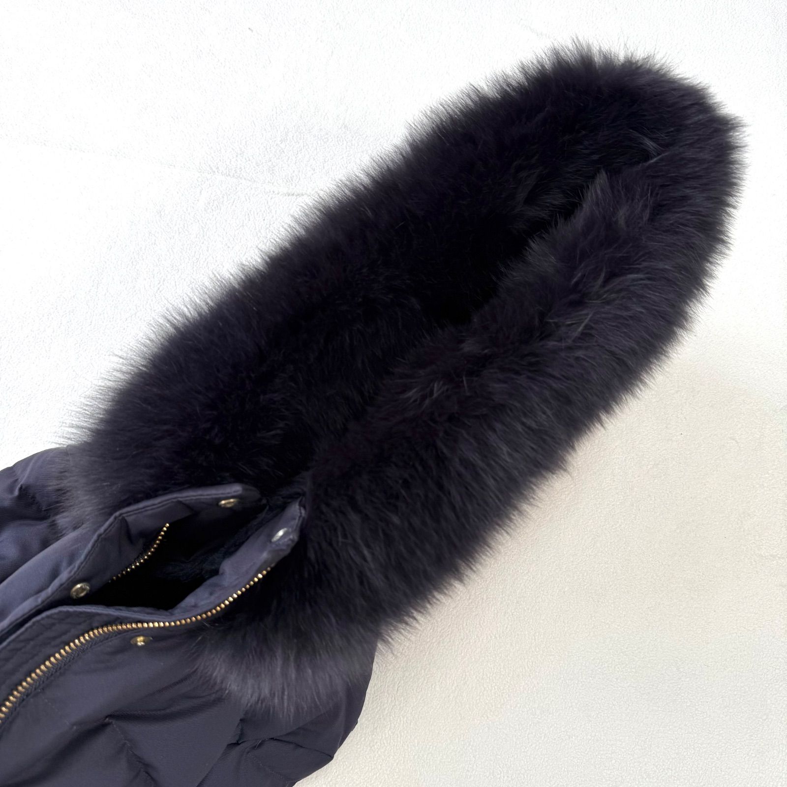 極美品 インディヴィ 1168 3way ダウンコート ロング　ファー ブラック 極美品・38✨インディヴィ 3way フォックス ファー ロング ダウン