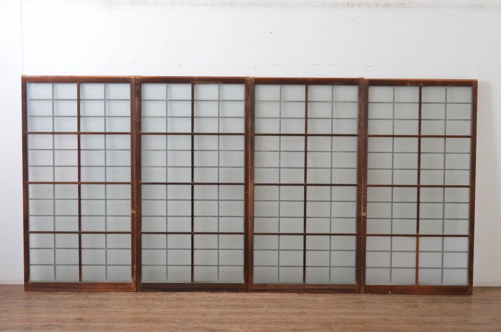  現状販売 ガラス窓 セット アンティーク建具 マス目 升目 格子入り 引き戸 ガラス戸 4～7営業日前後で発送 修理加工希望の方3ヶ月程で発送 R 065316 サッシ 窓 住宅設備