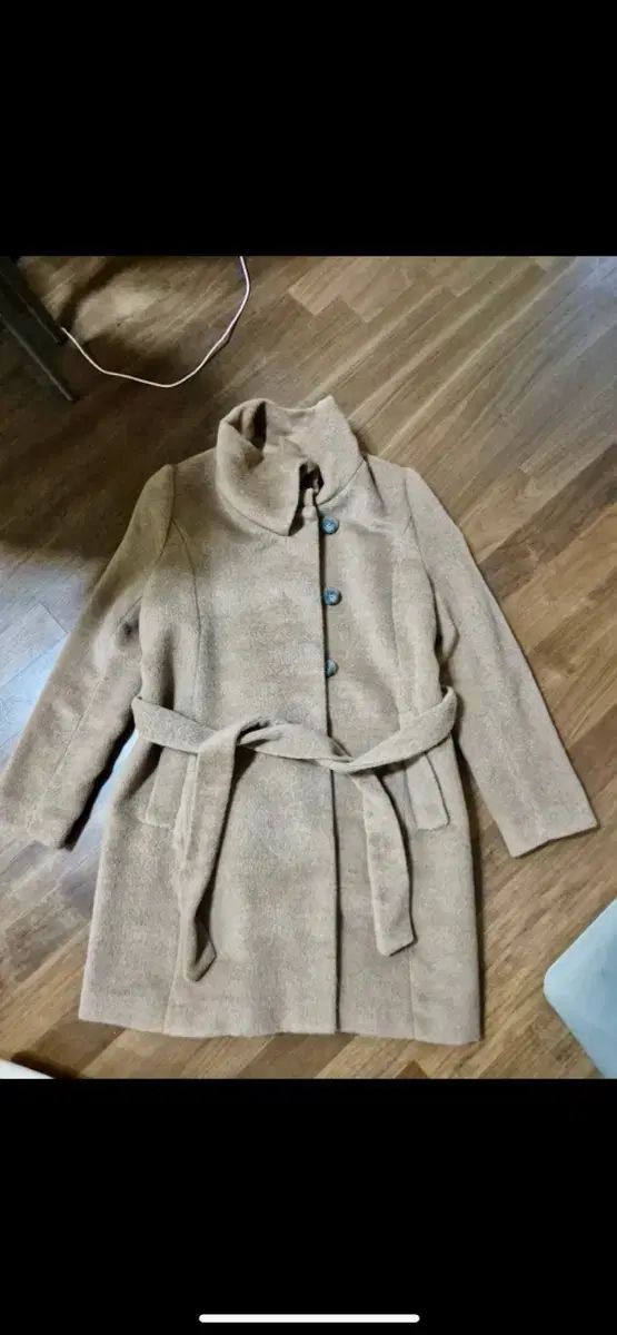 ベージュ アルパカ ベルト コート 77