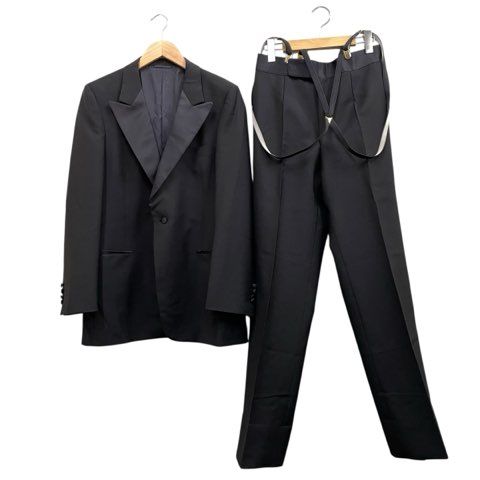 ランバン LANVIN タキシードスーツ 吊ベルト サイドライン ブラック サイズ48 L相当 