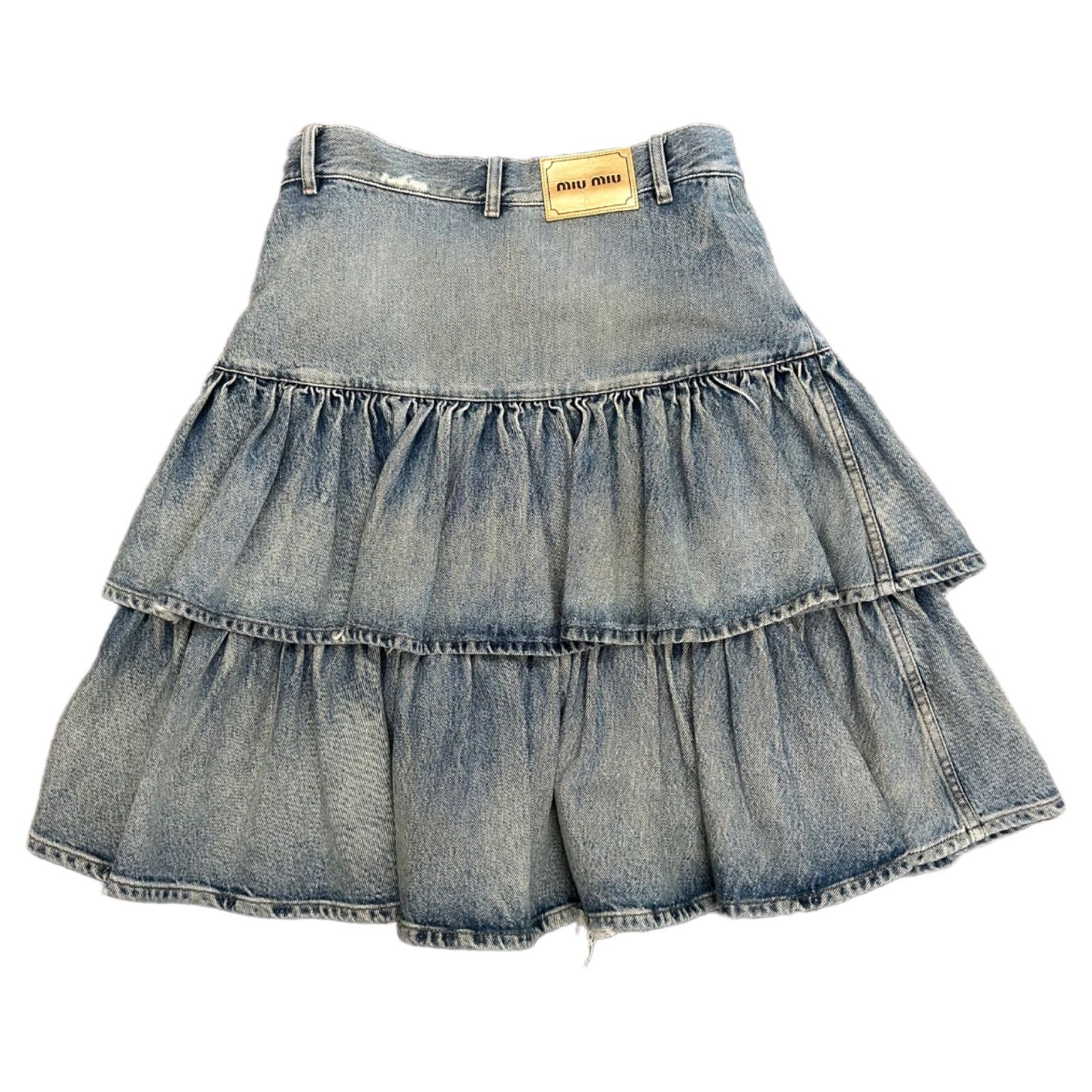 【コリン】miumiu デニムスカート 新品未使用タグ付き コリン】miumiu デニムスカート 新品未使用タグ付き ネイビー デニム