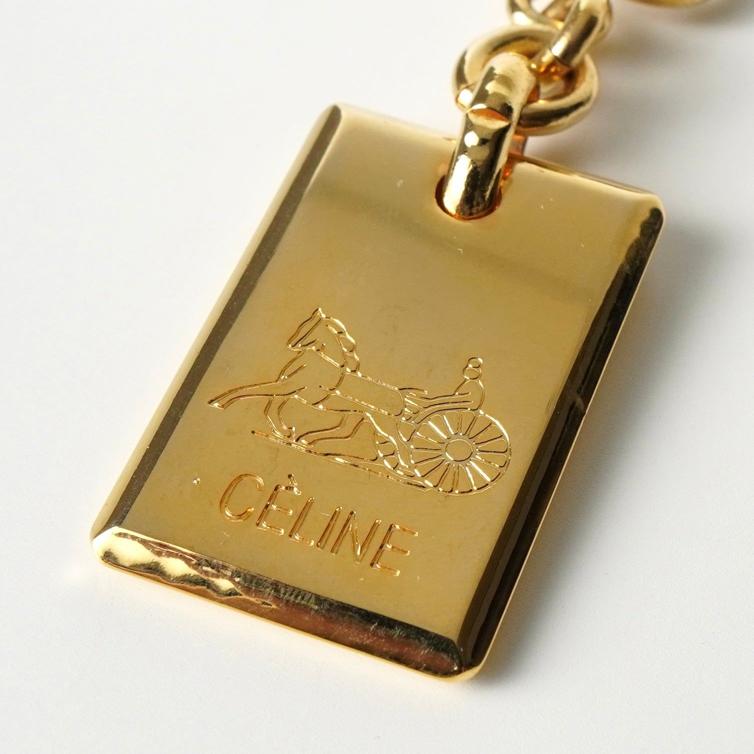 セリーヌ ヴィンテージ サルキー 輪馬車 GP ゴールドキーリング キーホルダー チャーム