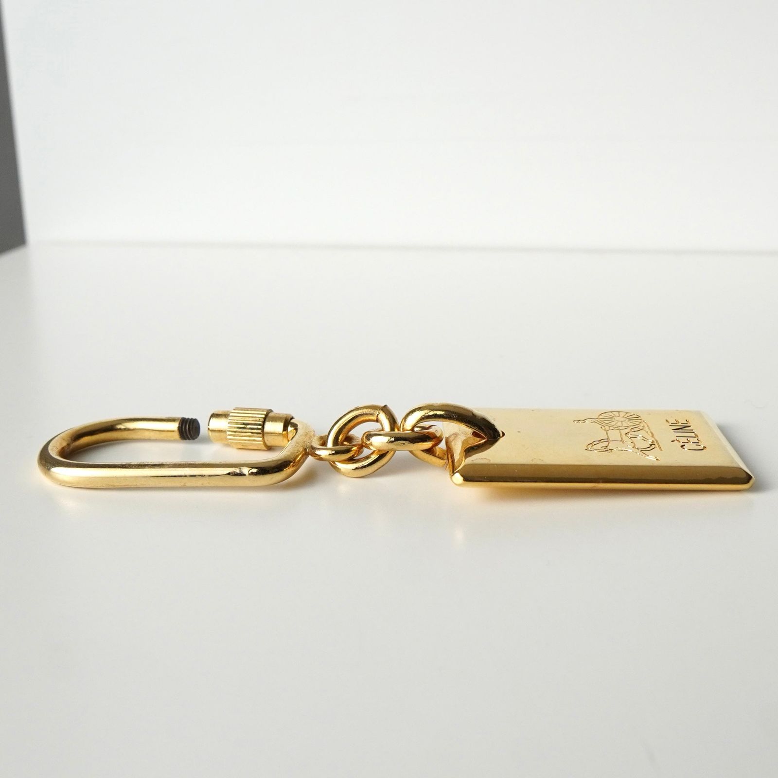  セリーヌ ヴィンテージ サルキー 輪馬車 GP ゴールドキーリング キーホルダー チャーム キーホルダー キーリング 小物