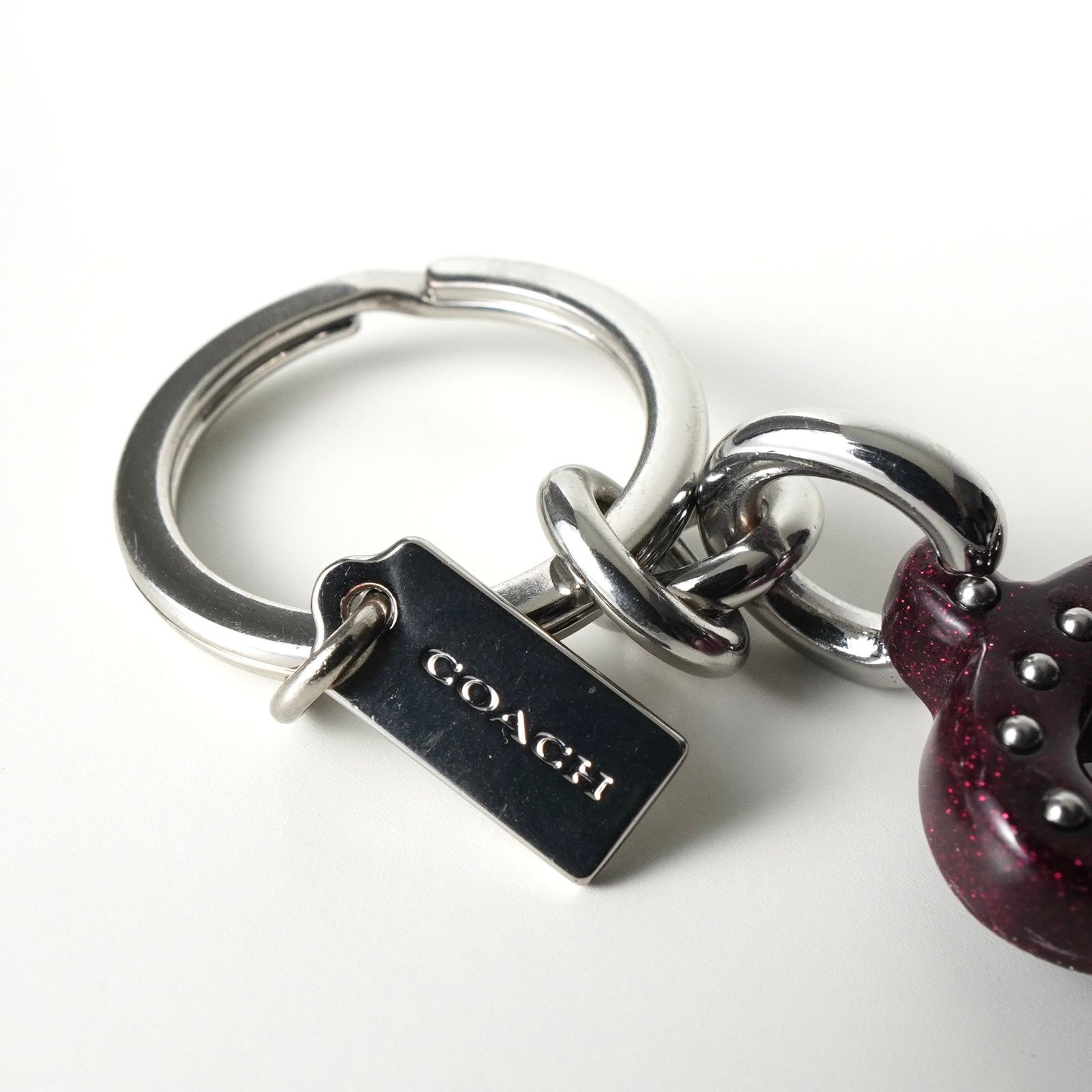  コーチ ロゴ スタッズ キーリング キーホルダー チャーム ブラウン キーホルダー キーリング 小物