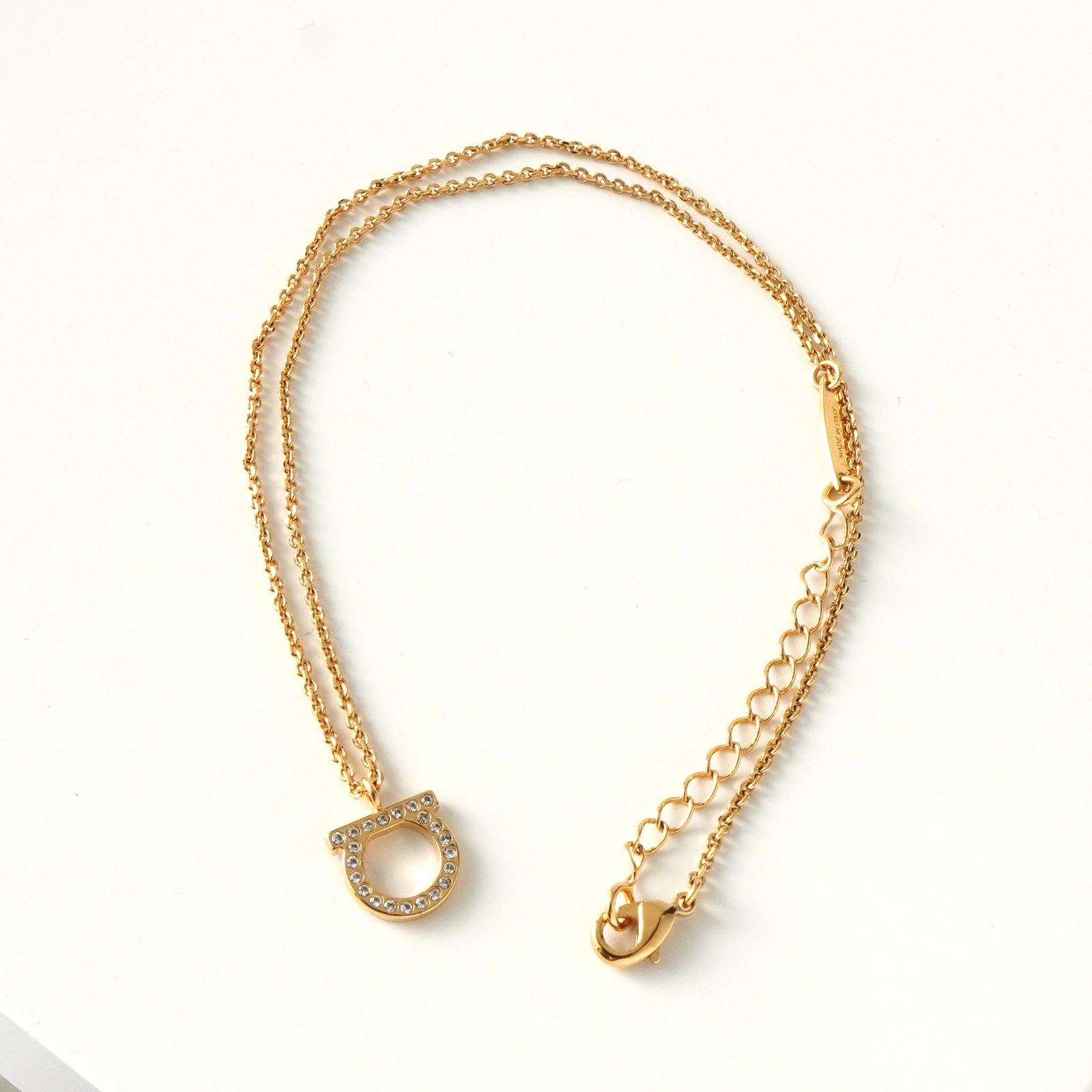 サルバトーレ フェラガモ ガンチーニ ラインストーン GP ゴールド ネックレス