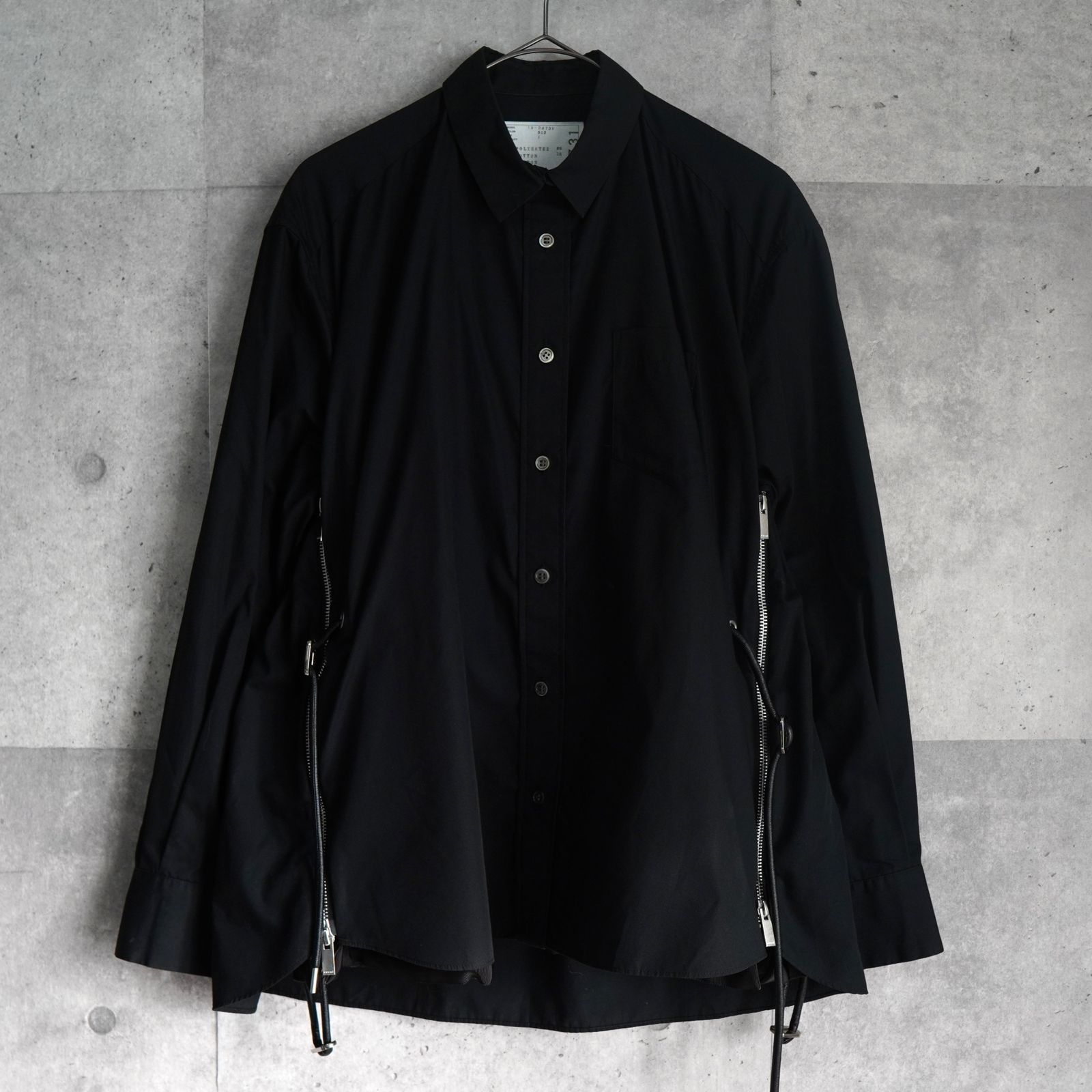 サカイ サイドジップ ドッキング 長袖シャツ ブラック