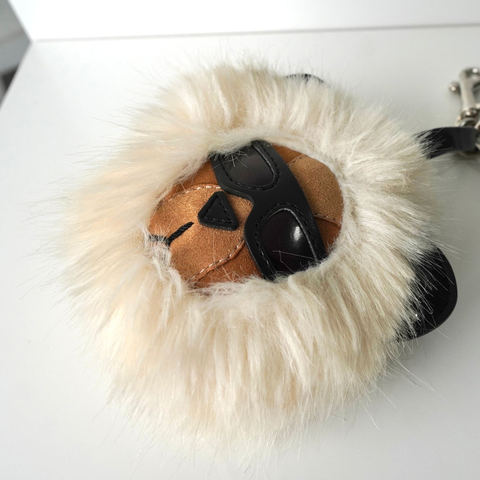 ステラ マッカートニー ファー レザー キャラクター チャーム キーリング キーホルダー ベージュ