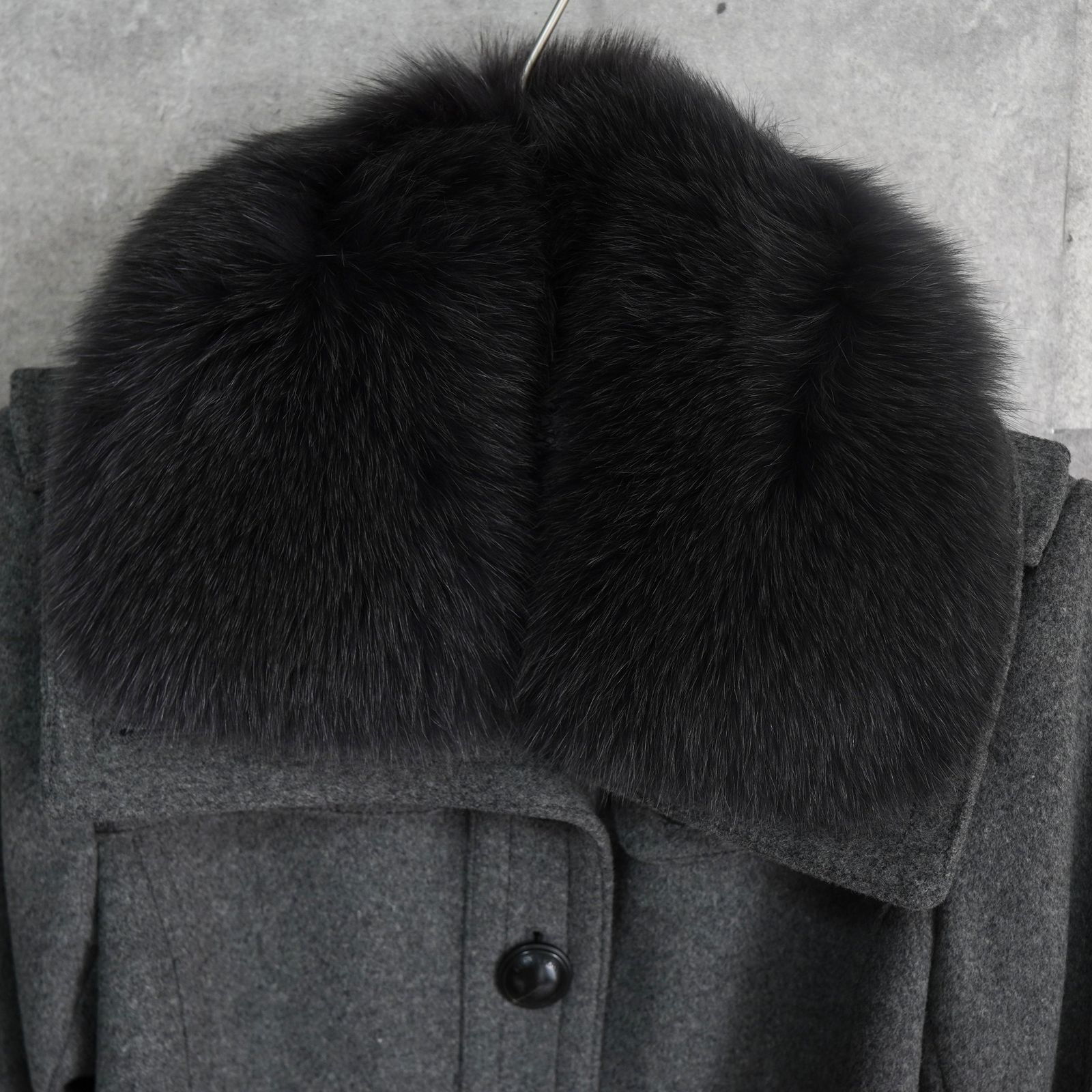 ✨高級✨未使用級 バーバリーBURBERRY ファーコート フォックス カシミヤ バーバリー リアル フォックスファー カシミヤ ウール ロゴボタン