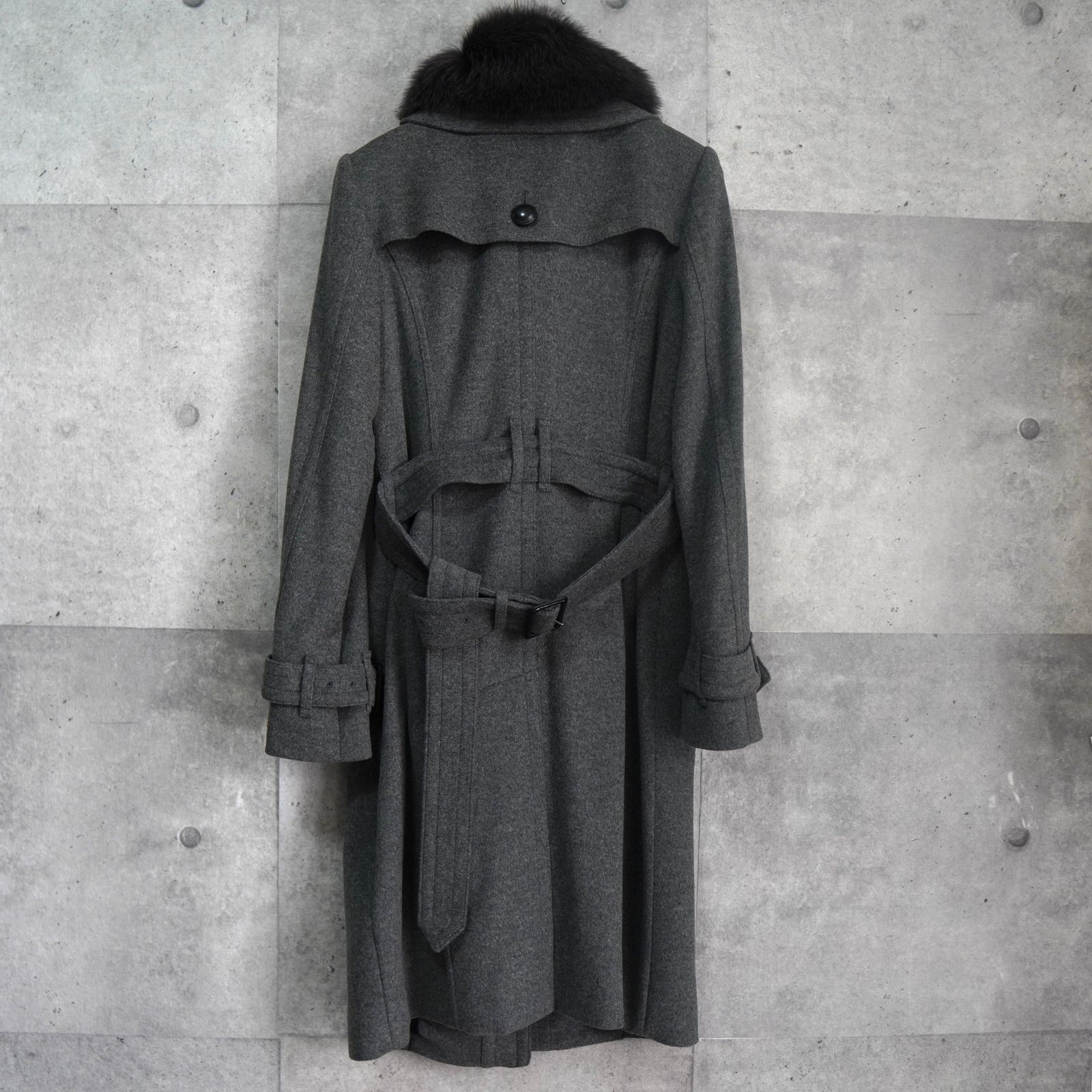 バーバリー リアル フォックスファー カシミヤ ウール ロゴボタン