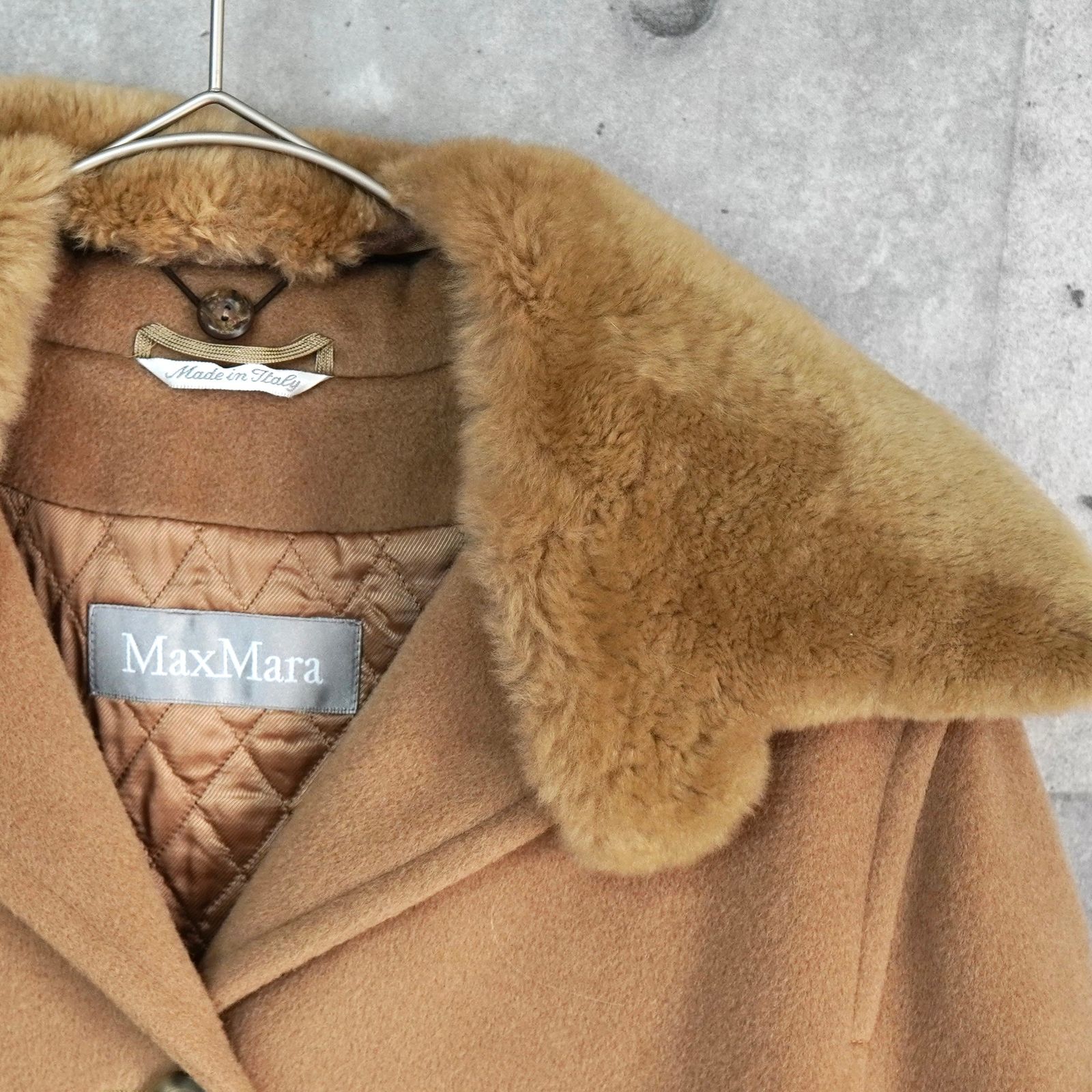 マックスマーラ ファーコート ウールコート キャメル レディース