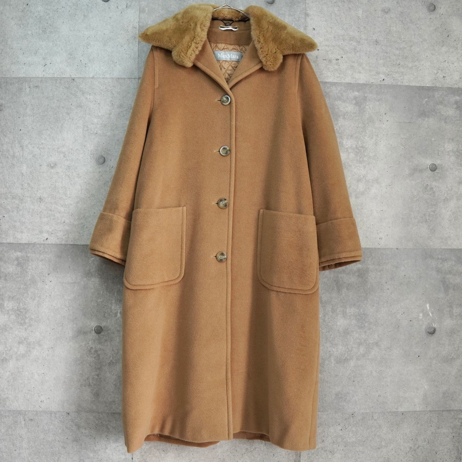 マックスマーラ ファーコート ウールコート キャメル レディース