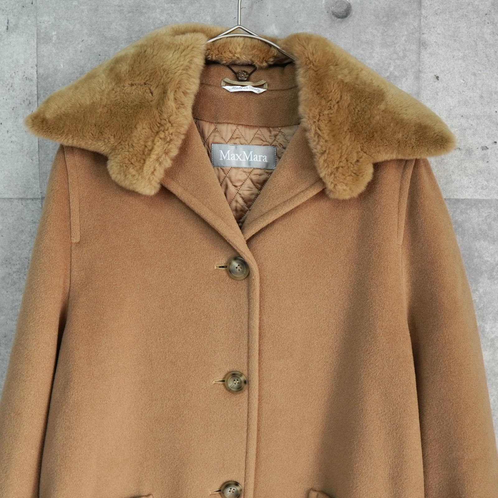 マックスマーラ ファーコート ウールコート キャメル レディース