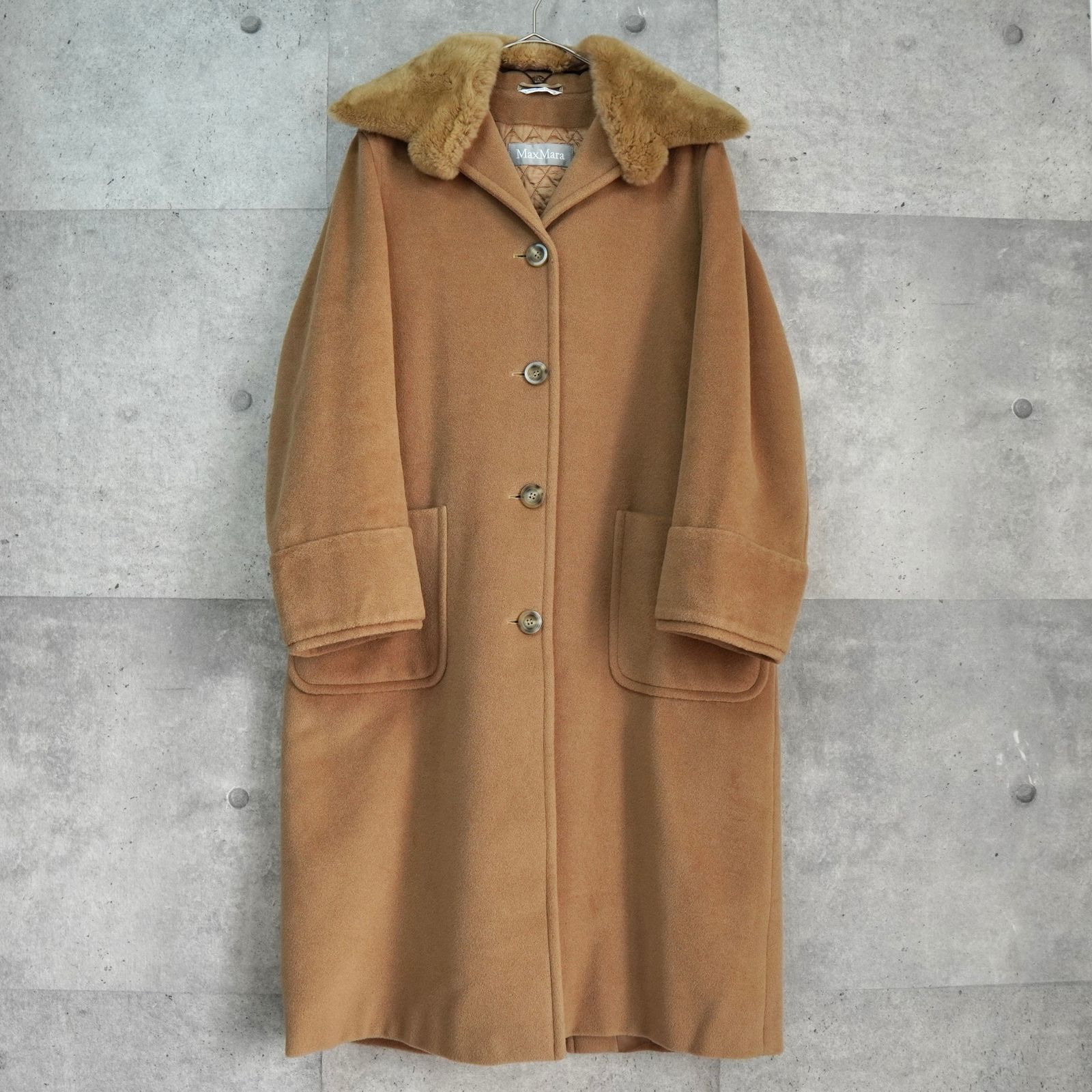 マックスマーラ ファーコート ウールコート キャメル レディース