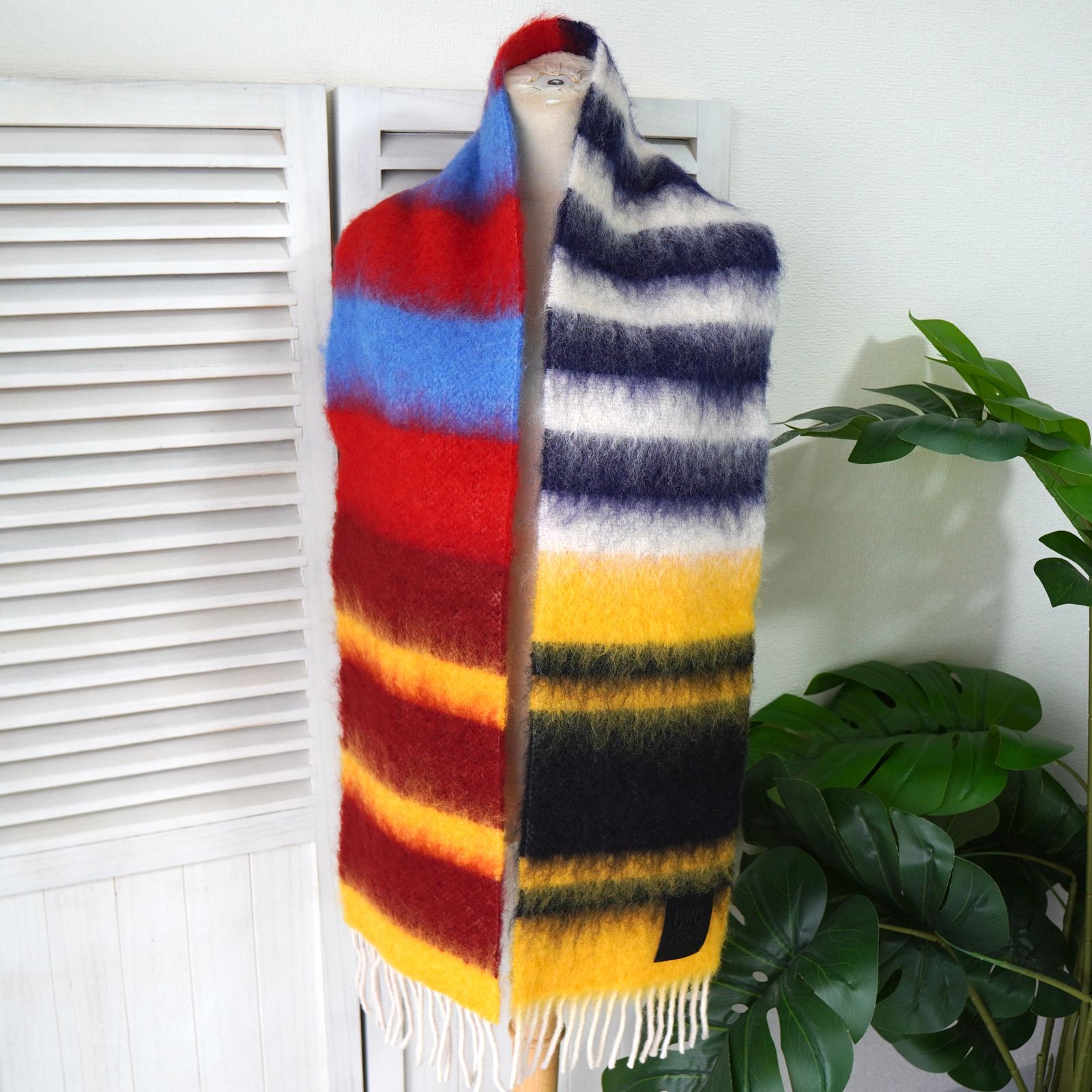 ロエベ アナグラム レザーパッチ モヘア マフラー マルチカラー - メルカリ