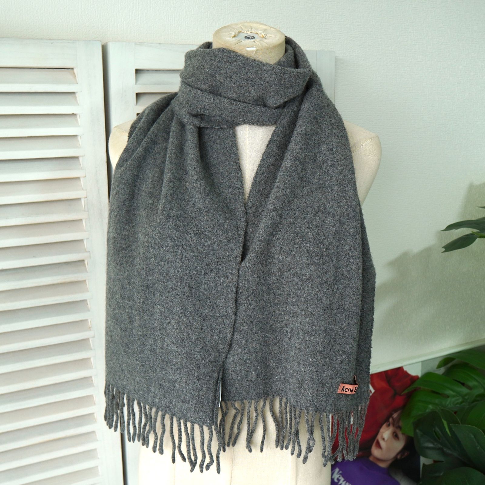 アクネ ストゥディオズ ウール マフラー ストール グレー