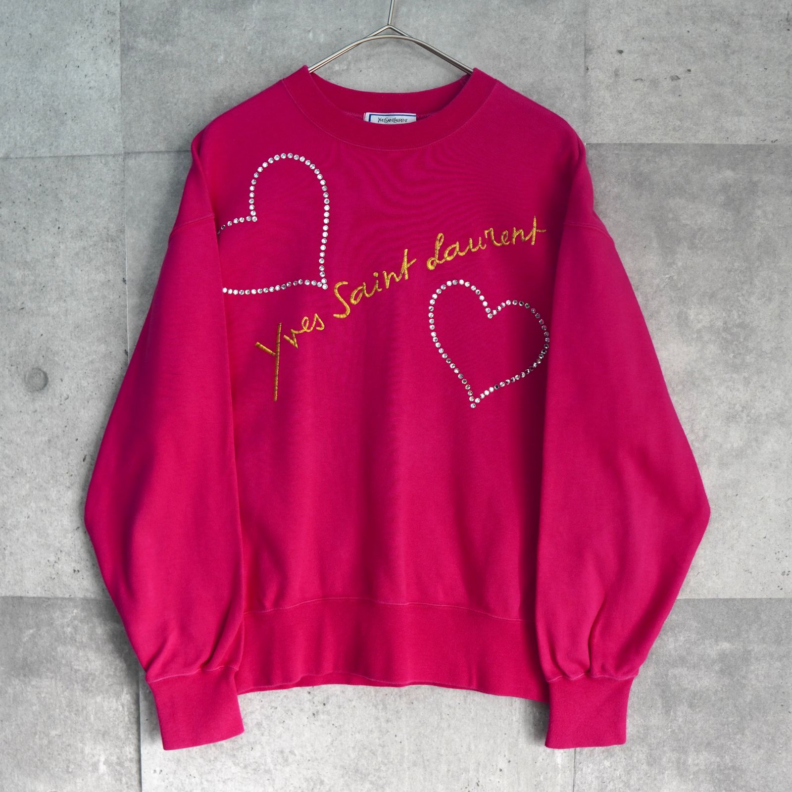 イヴ サンローラン ヴィンテージ ロゴ ビジュー スウェット ピンク