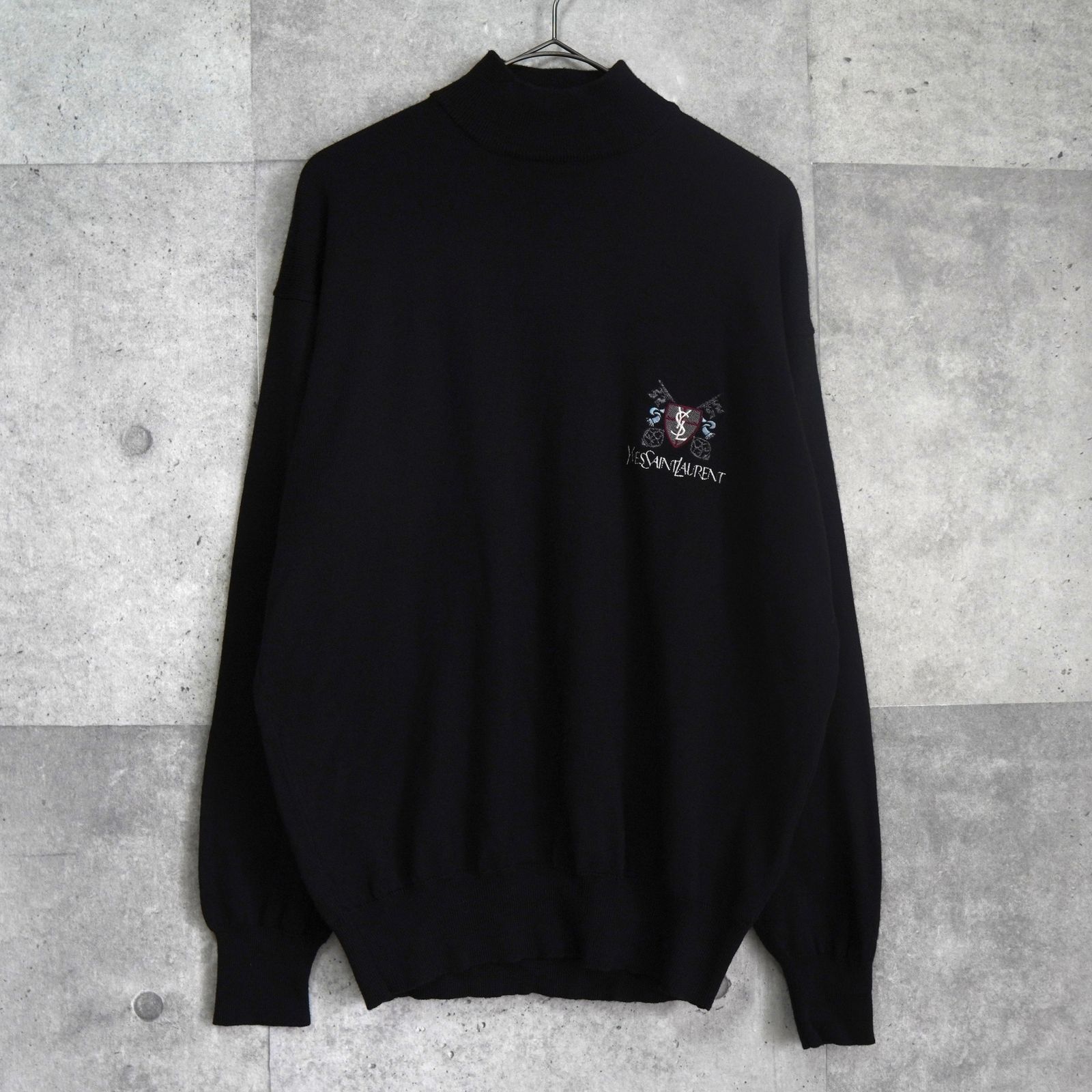 イヴ サンローラン ヴィンテージ YSLロゴ エンブレム モックネック