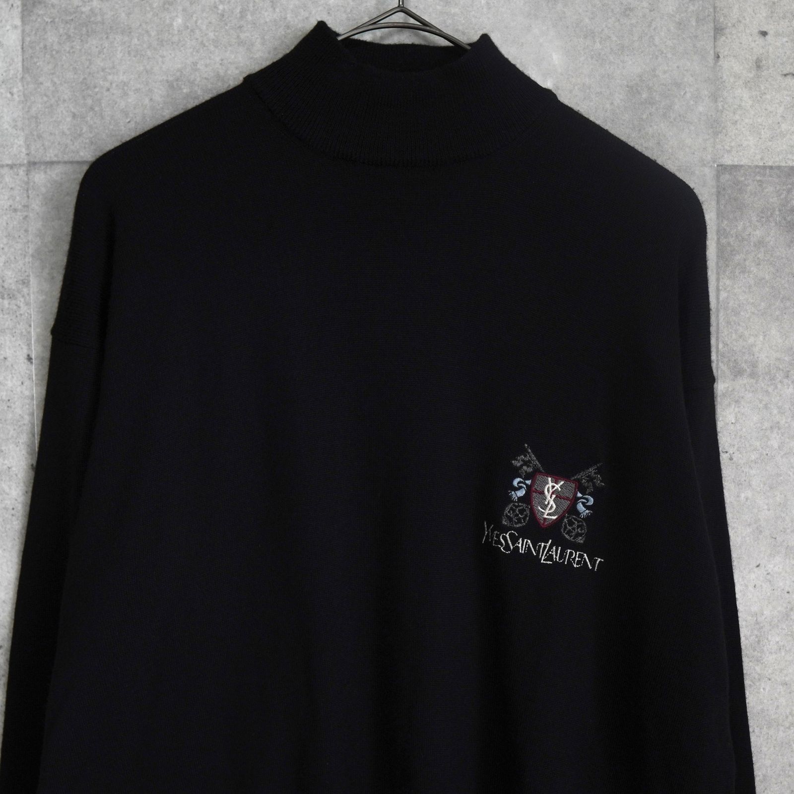 イヴ サンローラン ヴィンテージ YSLロゴ エンブレム モックネック