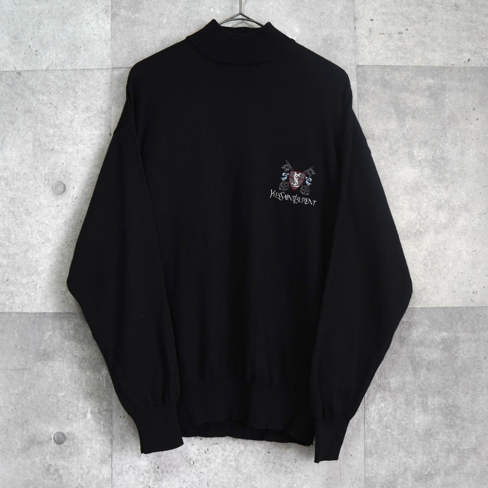 イヴ サンローラン ヴィンテージ YSLロゴ エンブレム モックネック
