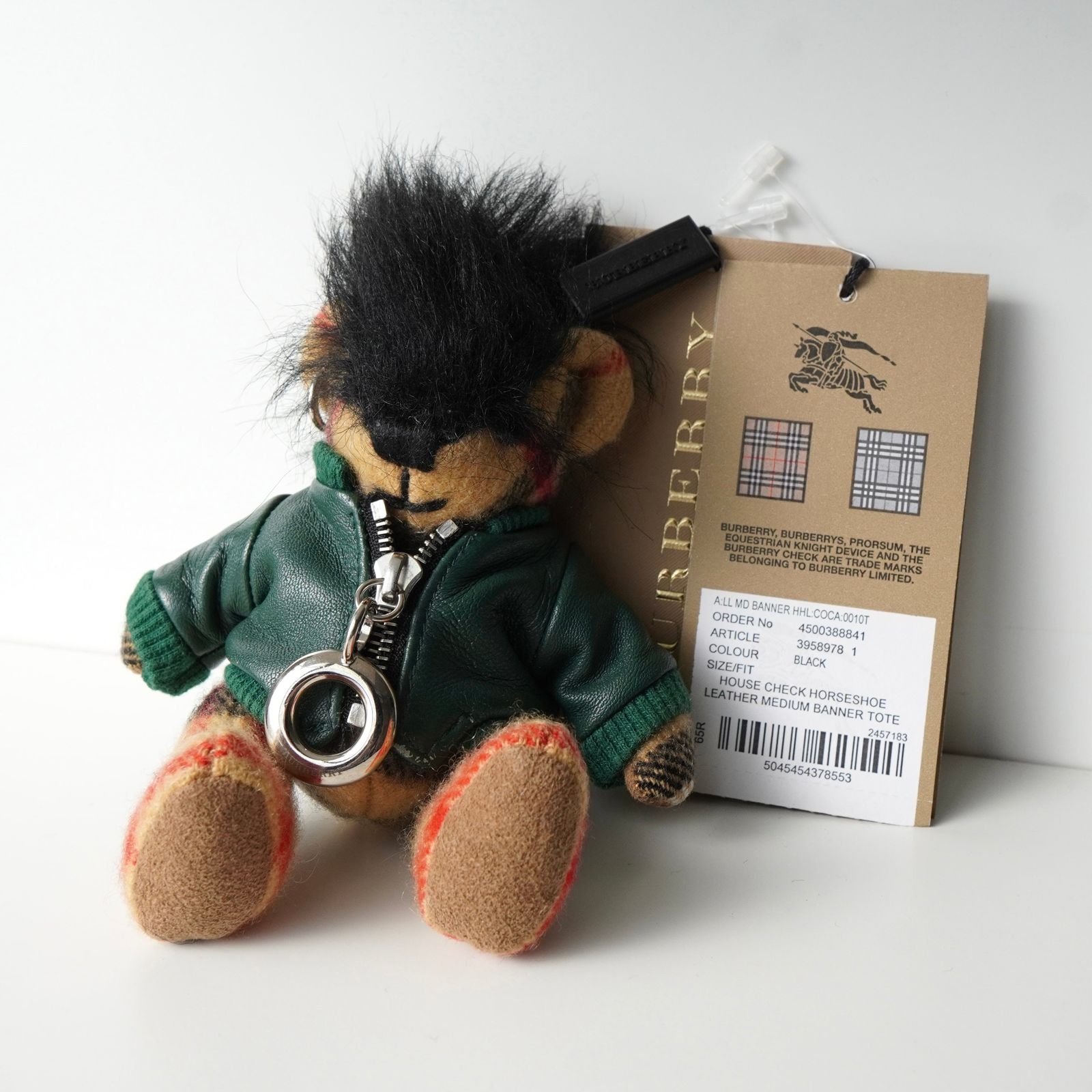 バーバリー ベア レザー キーリング キーホルダー チャーム ブラック ダグ付き♥品