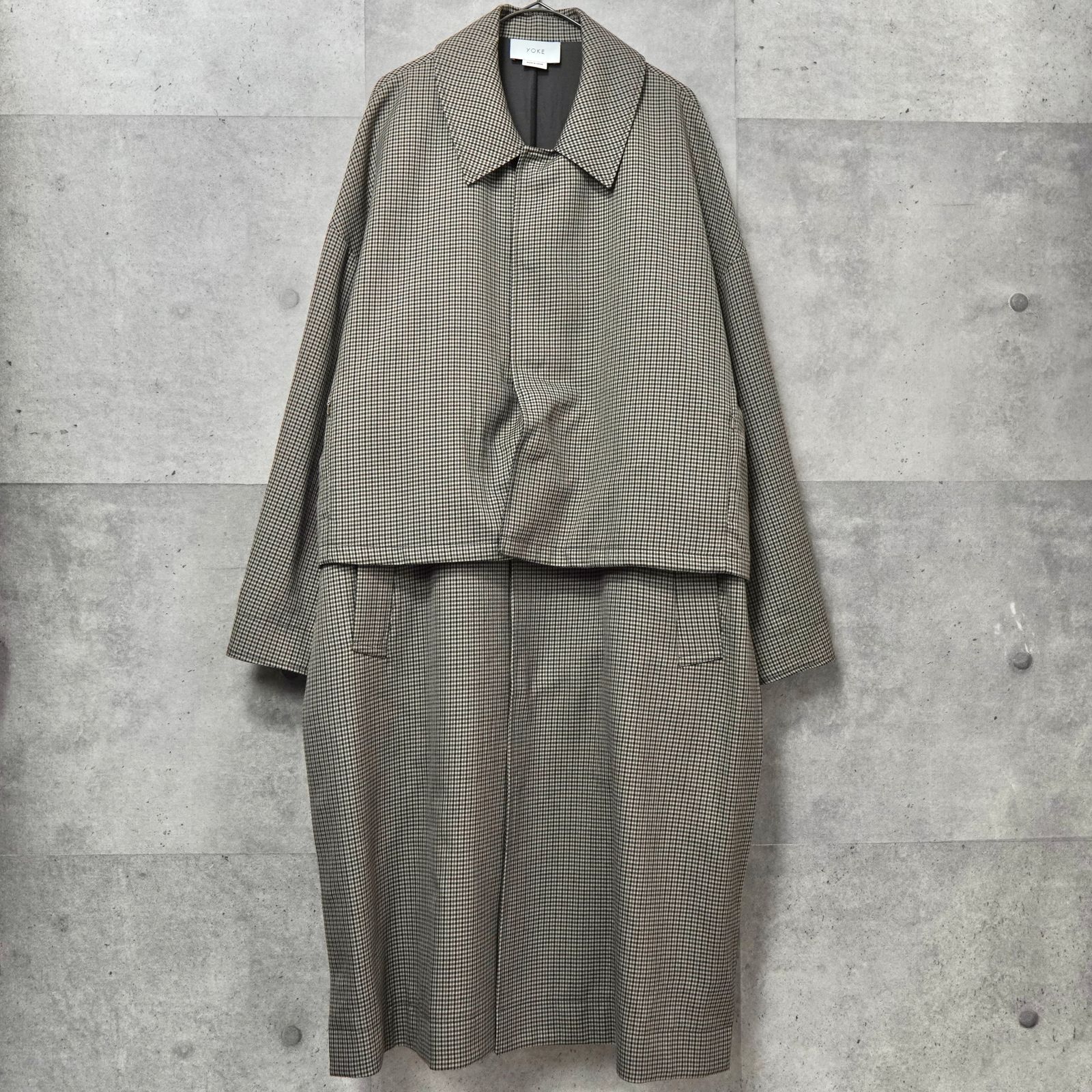 YOKE 3 WAY BAL COLLAR COAT ヨーク チェック柄 ステンカラーコート ブルゾン スカート ベージュ メンズ
