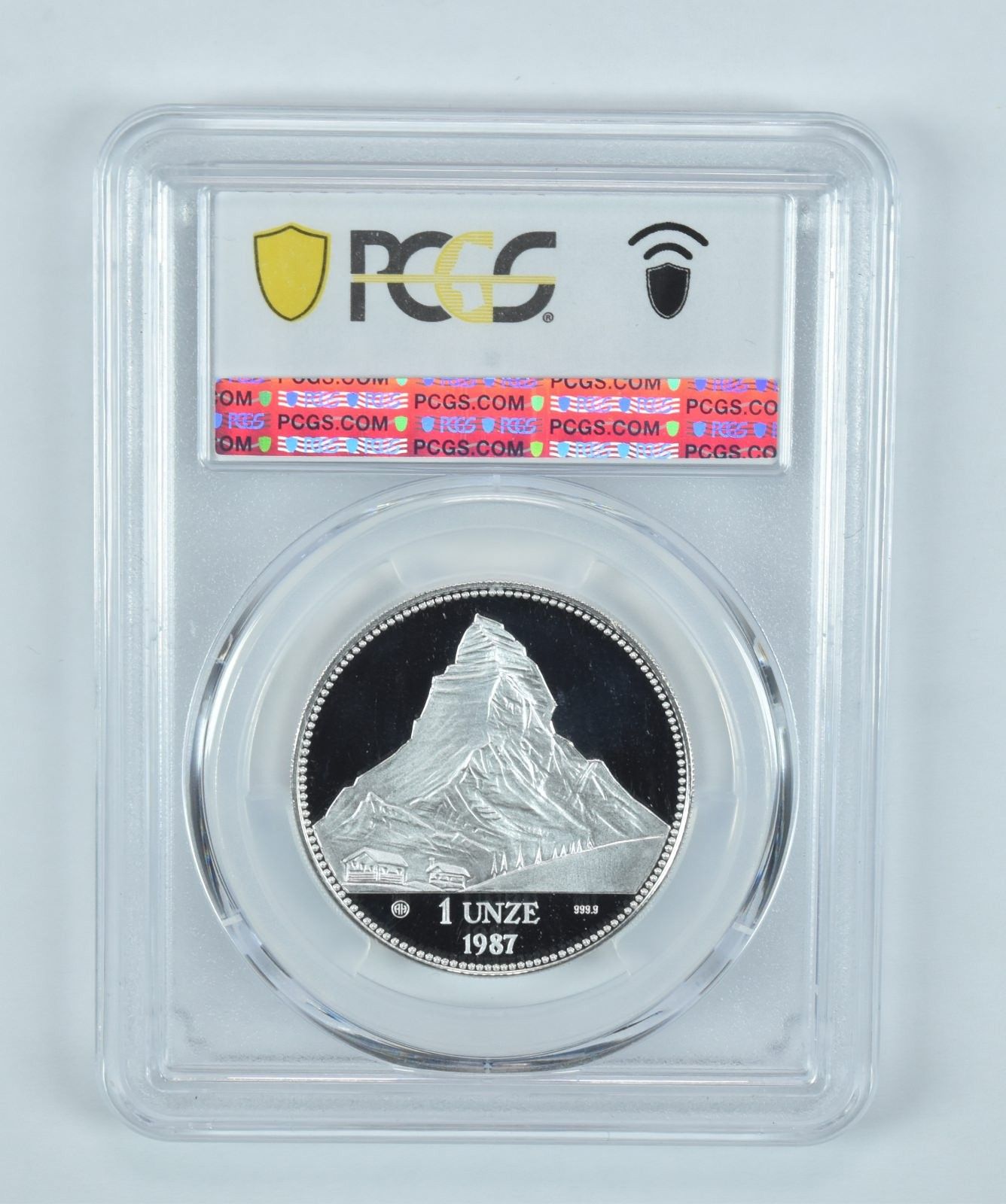 PR 69 DCAM 1987 AH スイス ウンツェ マッターホルン 銀貨 PCGS ブルーラベル