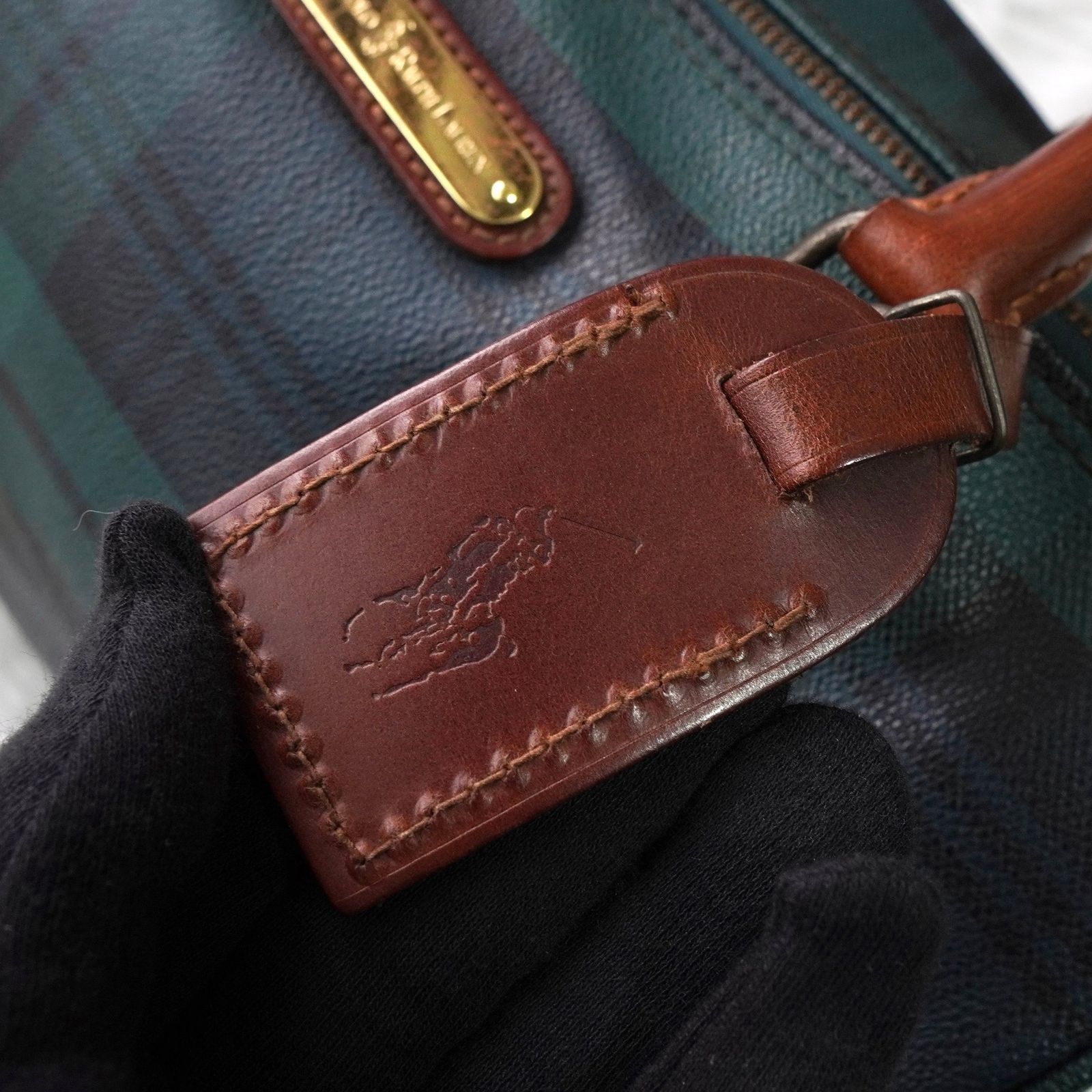 ラルフローレン チェック柄 PVC ミニボストンバッグ ハンドバッグ