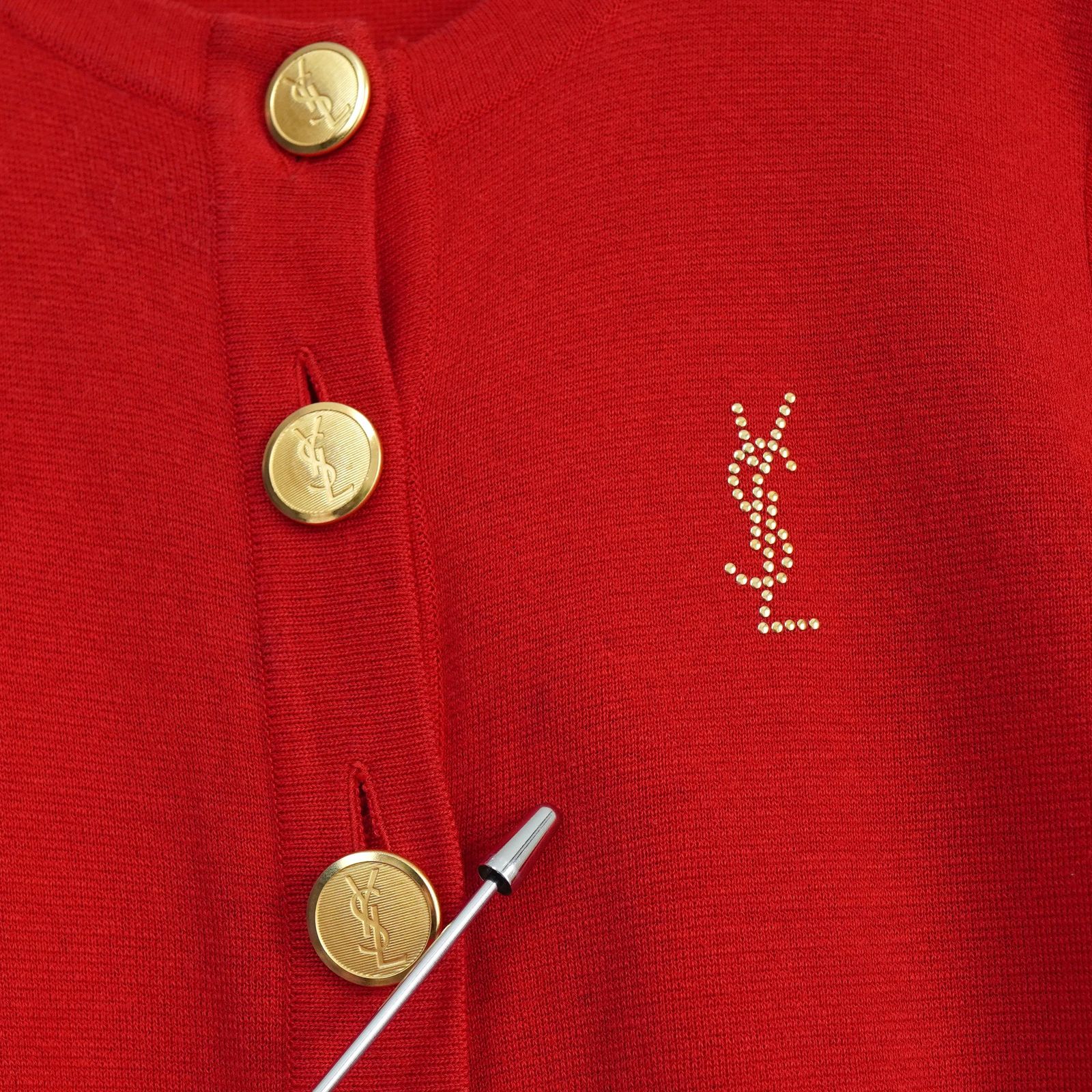 イヴサンローラン ヴィンテージ YSLロゴ 金ボタン コットン