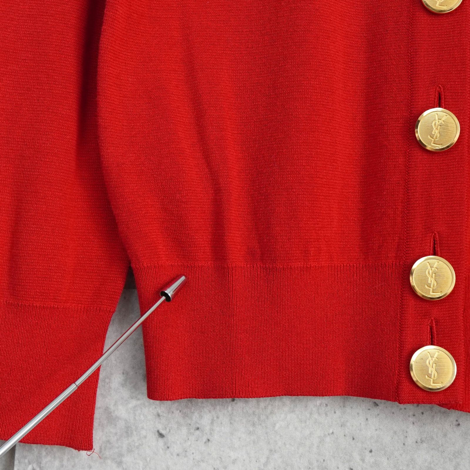 イヴサンローラン ヴィンテージ YSLロゴ 金ボタン コットン