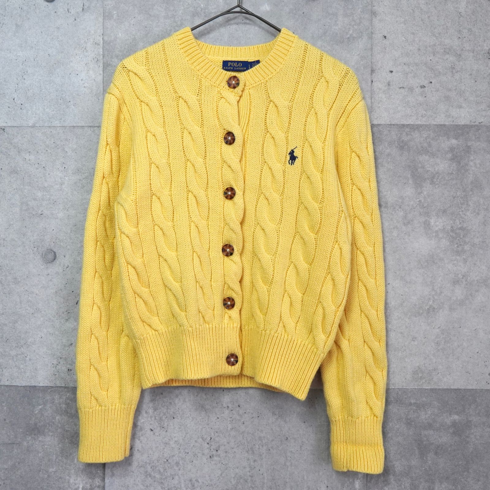 ラルフローレン カーディガン コットン　黄色　M POLO RALPH LAUREN（ポロ ラルフ ローレン）の「ケーブルニット